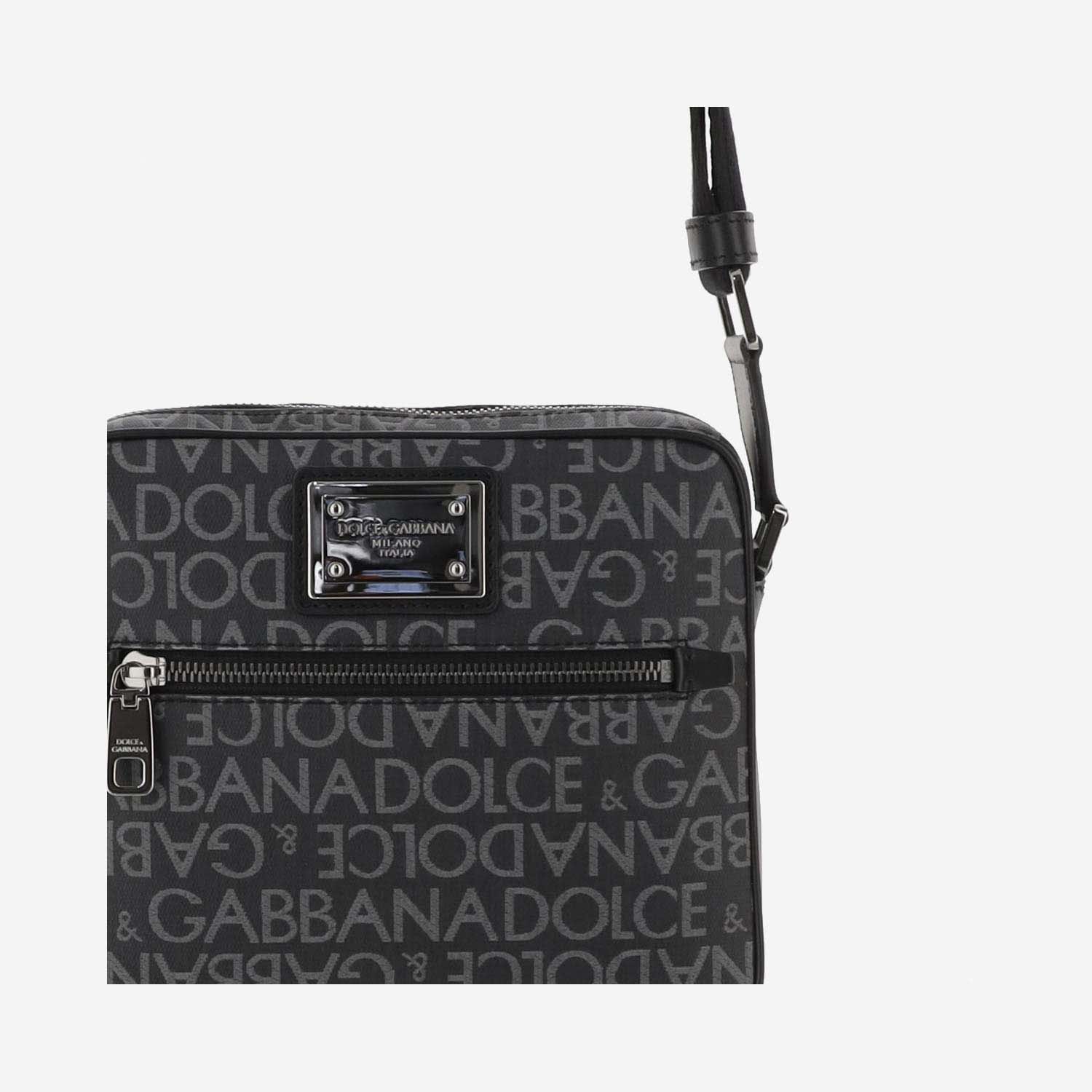 Shop Dolce & Gabbana Coated Jacquard Shoulder Bag In Black