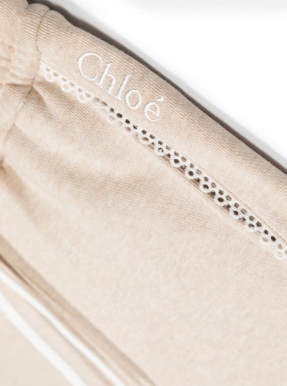 Shop Chloé Shorts With Embroidered Logo In Cotton Girl In Beige