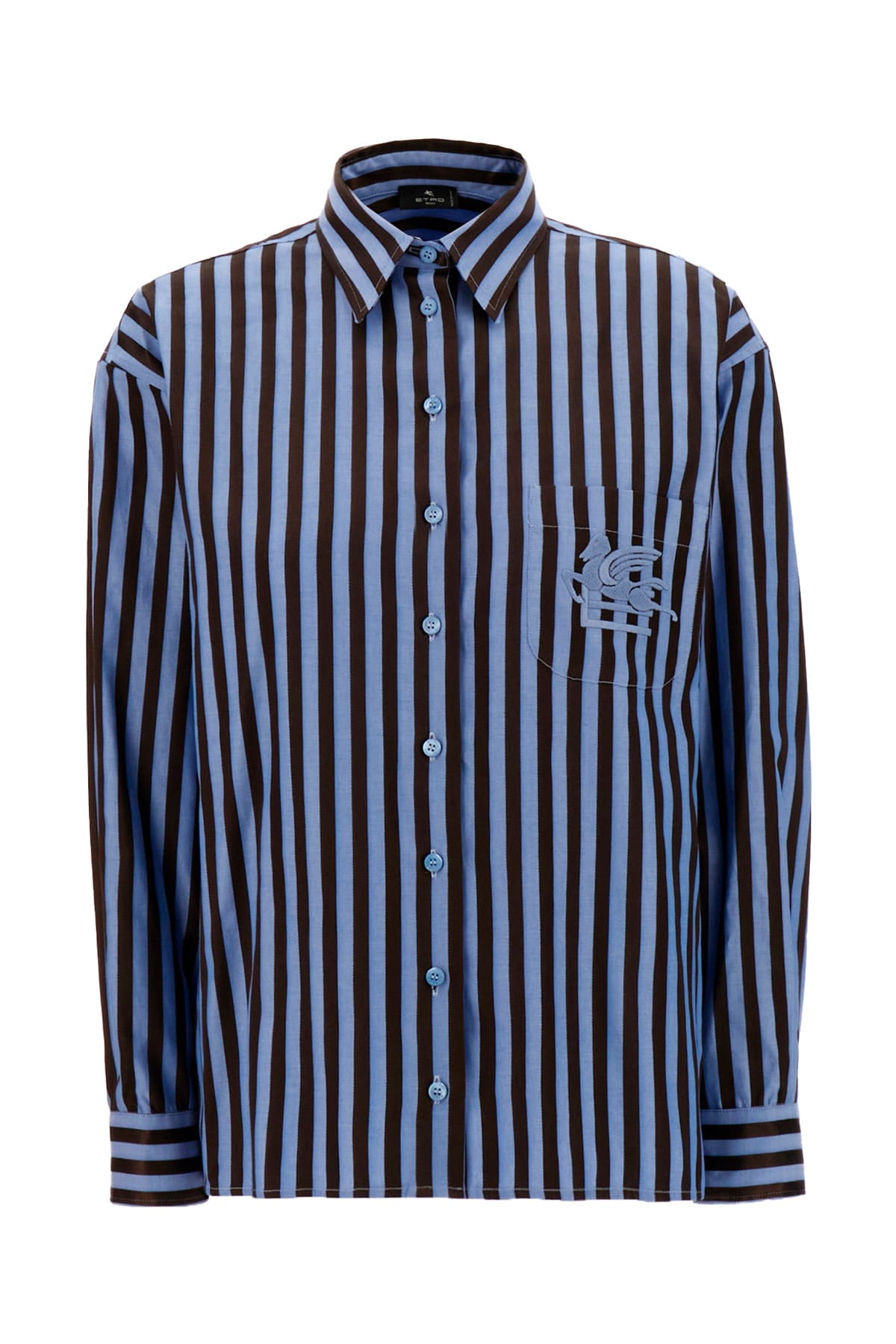 Etro Printed Cotton Blend Oversize Shirt In 250