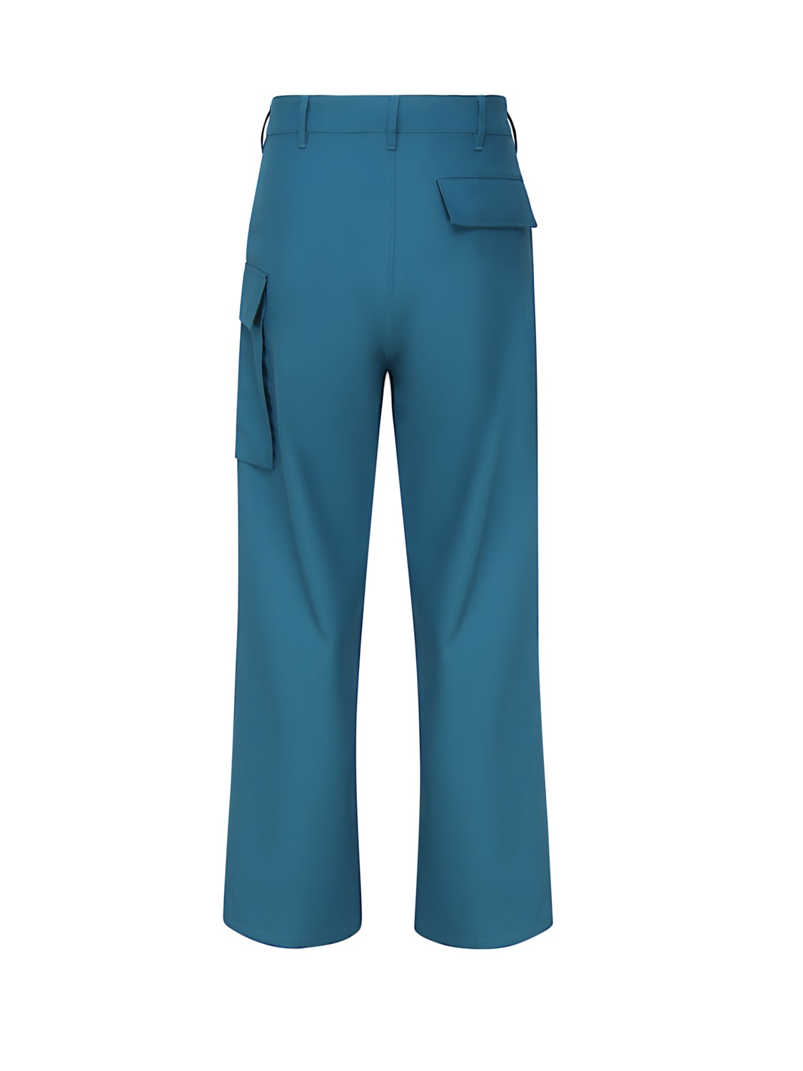 Shop Marni Cool Wool Trousers With Cargo Pockets In Petrol Blue