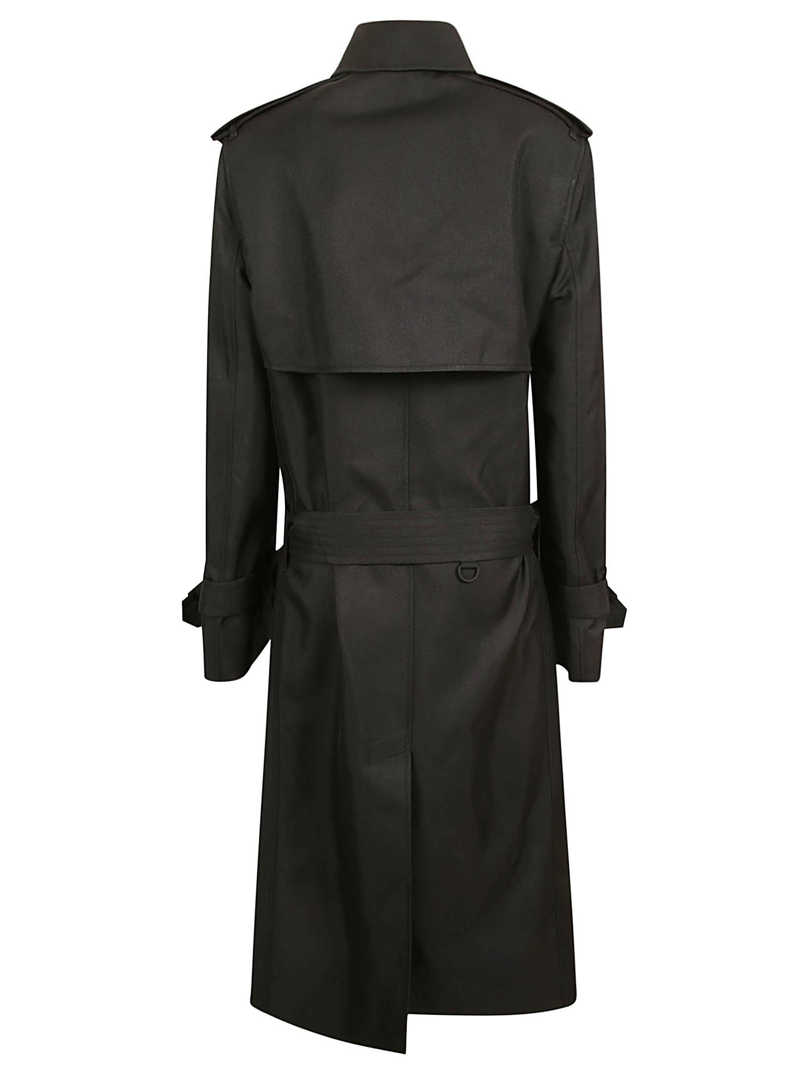 Shop Burberry Low Waist Wrap Coat In Black