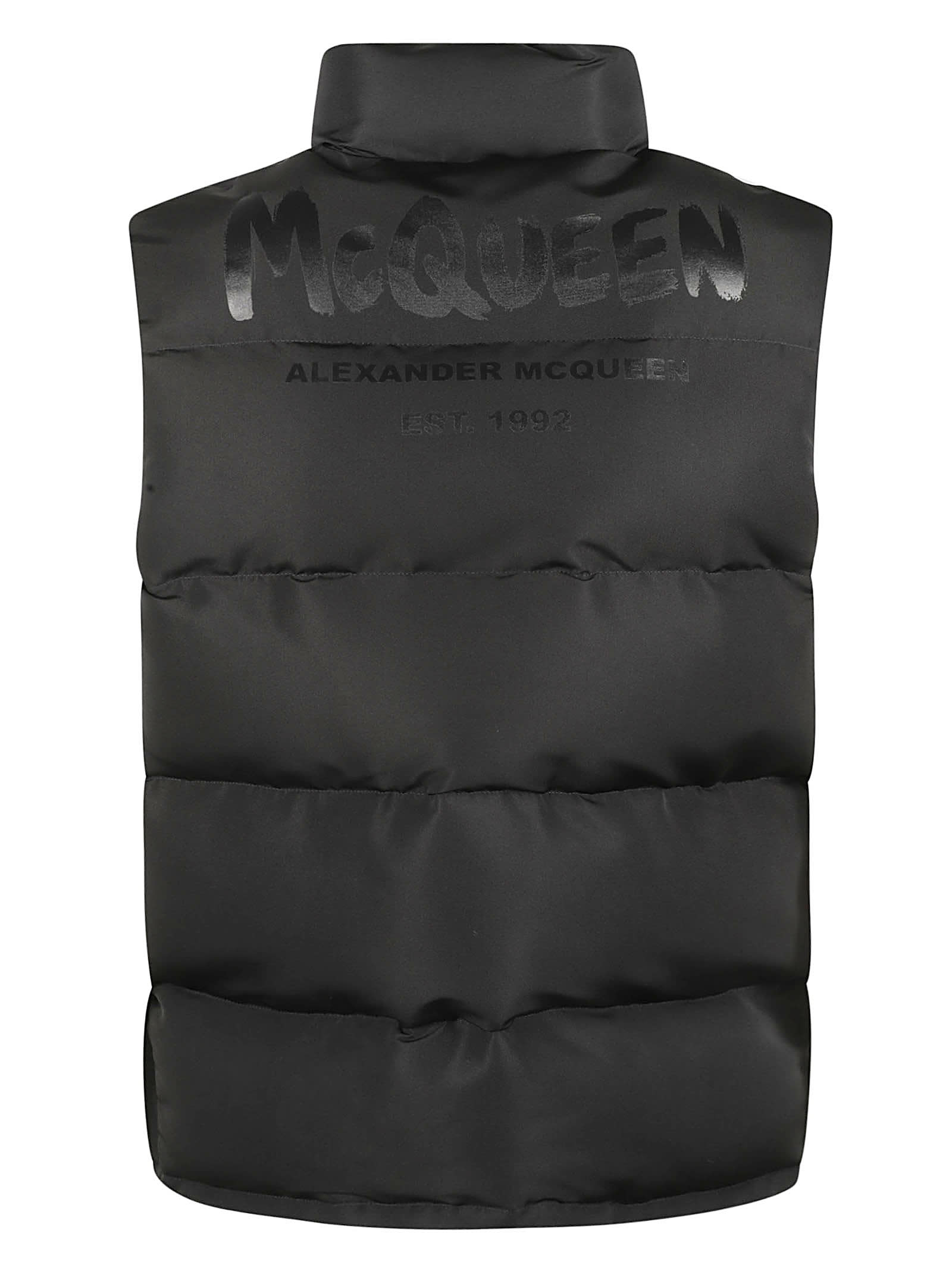 Shop Alexander Mcqueen Buttoned Padded Jacket In Black