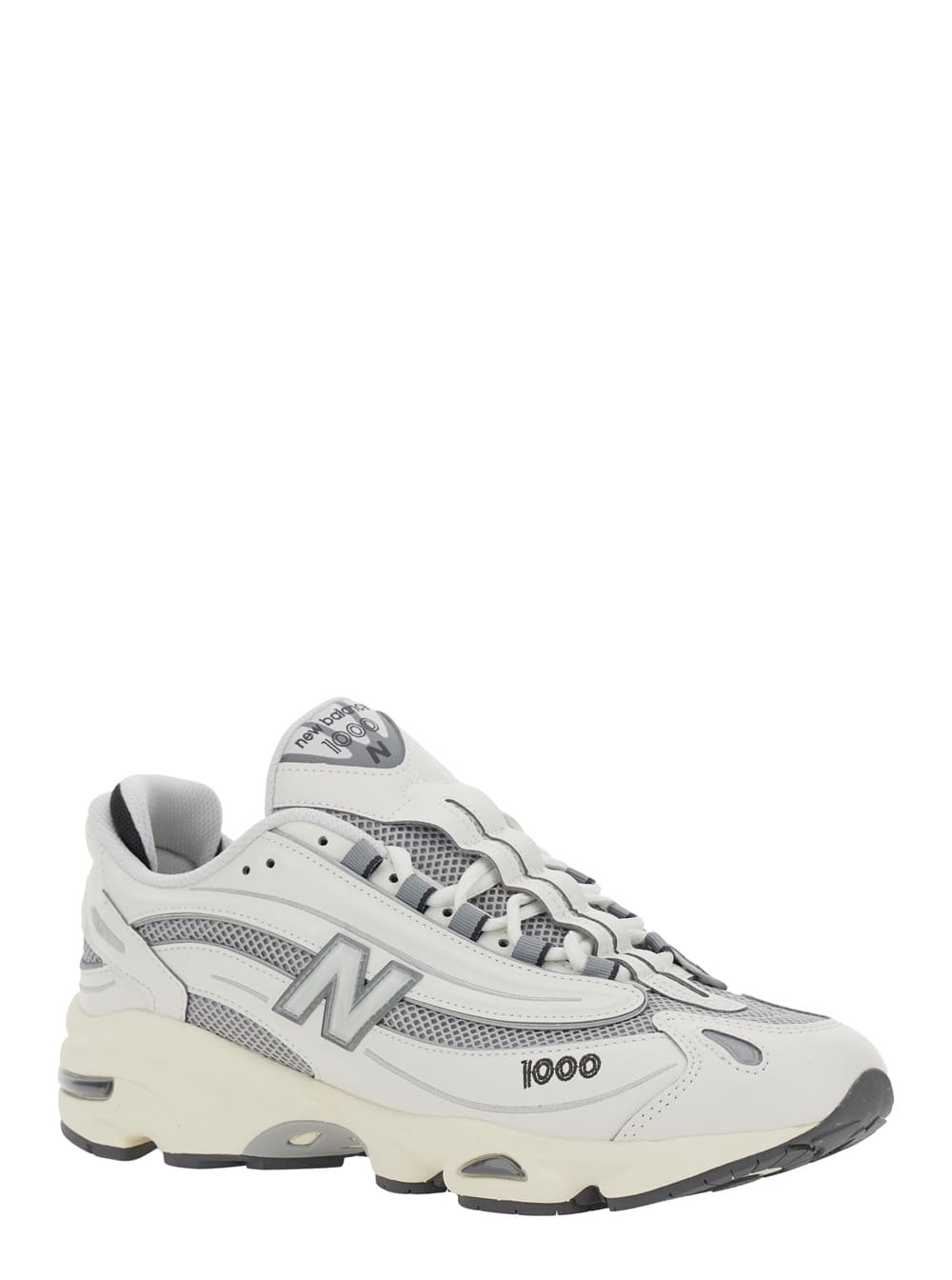 New Balance Grey Low Top Sneakers With Logo Patch On Side And Tongue And Perforated Panels