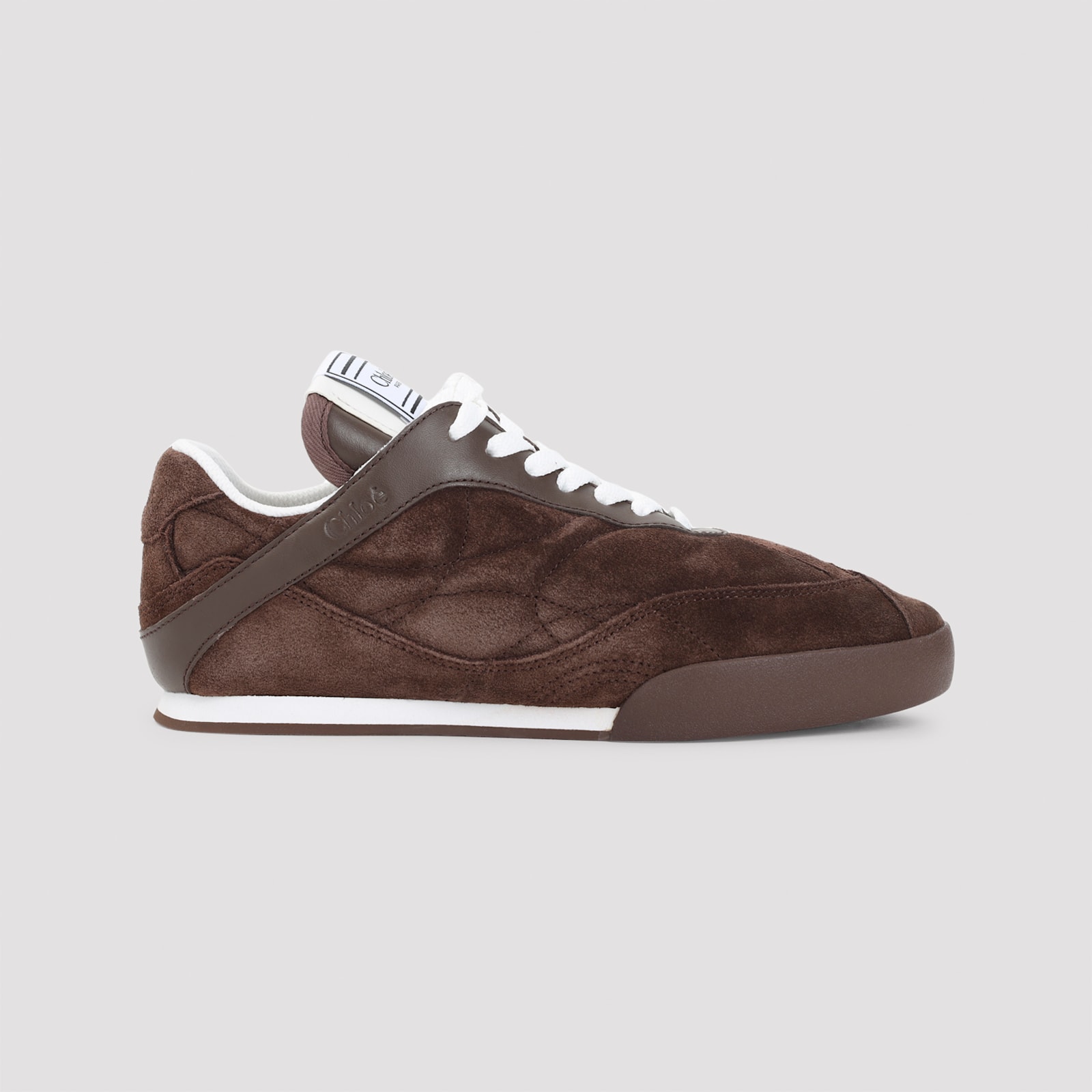 Chloé Kick Leather-trimmed Quilted Suede Sneakers In Brown