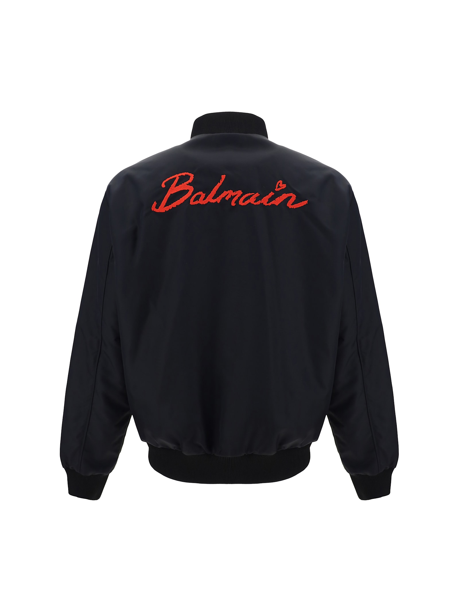 Shop Balmain Reversible Bomber Jacket In Emf Noir/rouge Vif