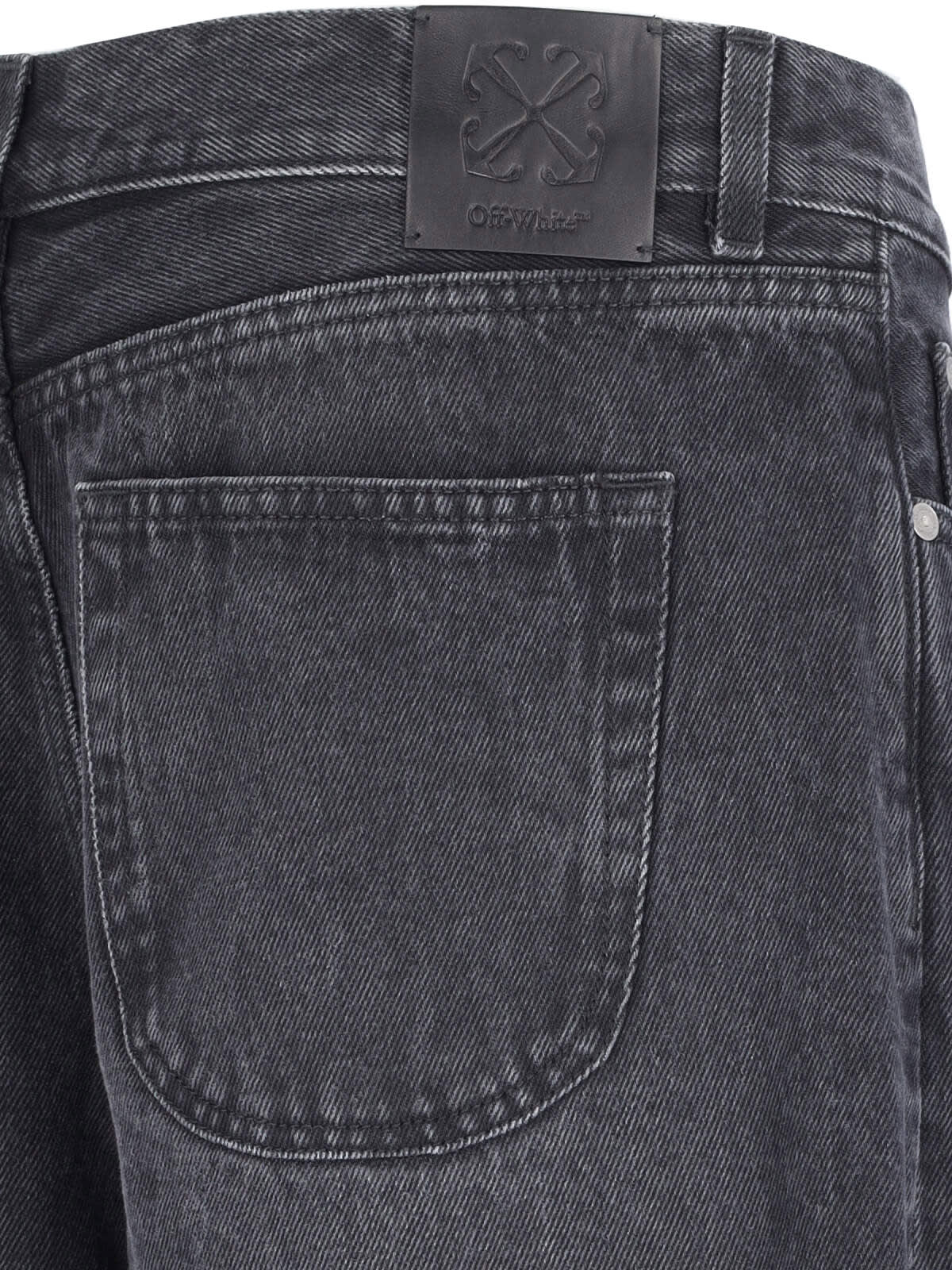 Off-white Logo Patch Wide Leg Jeans In Black