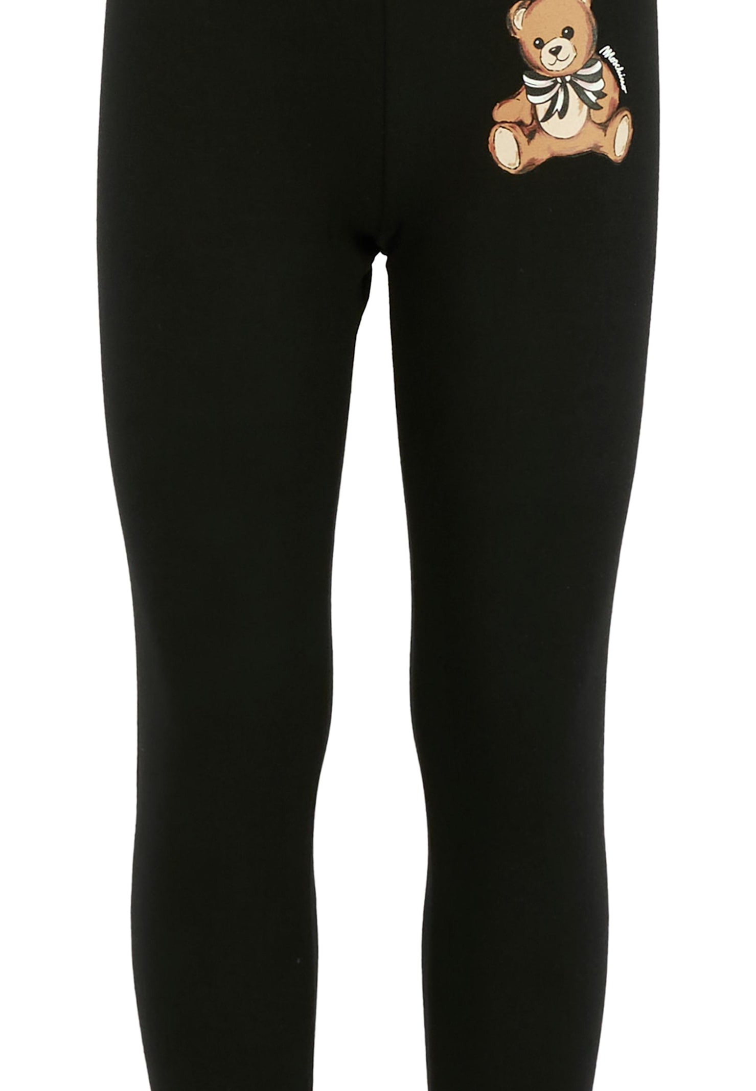 Moschino Black Leggings For Girl With Teddy Bear In Black
