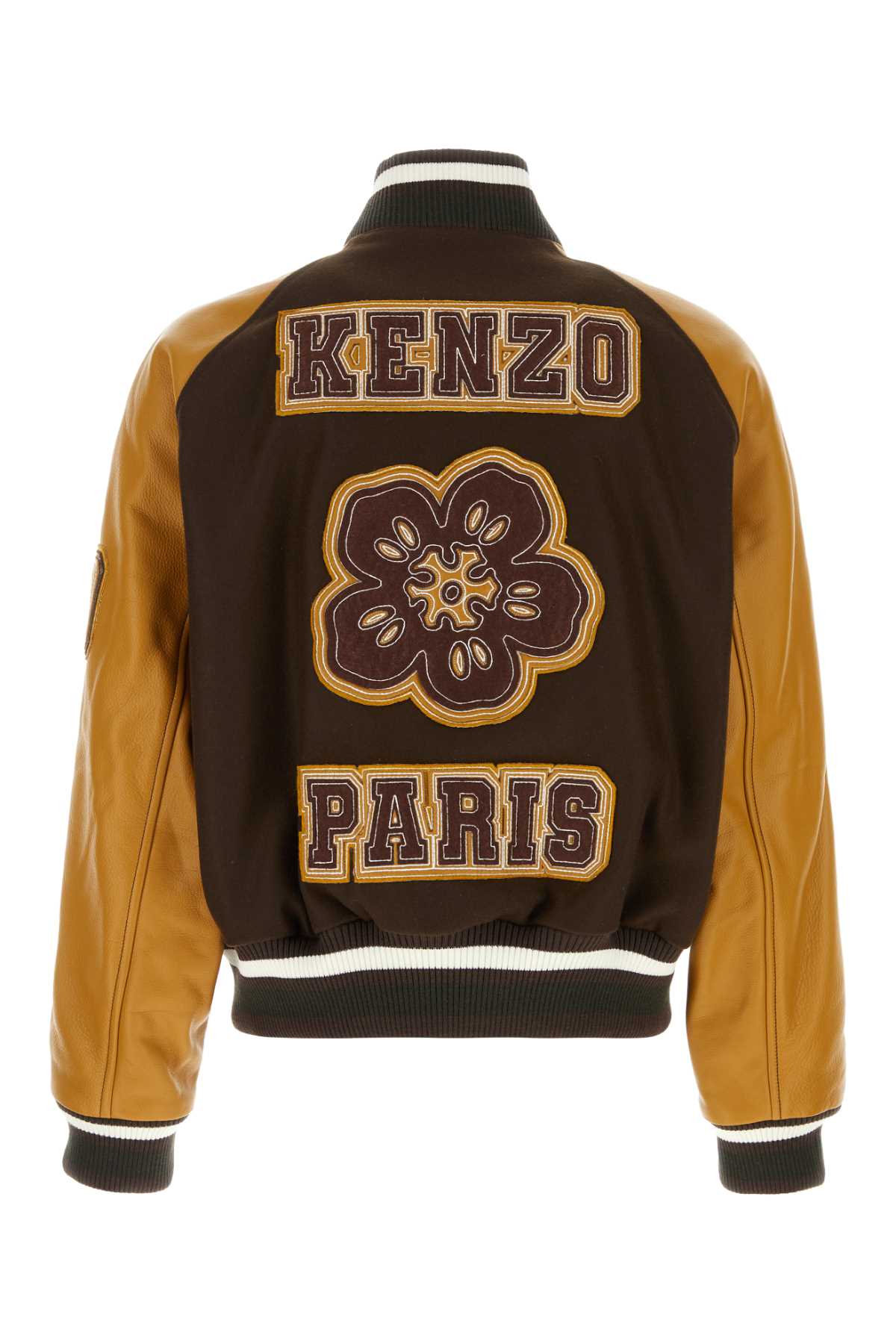 Shop Kenzo Brown Wool Blend Bomber Jacket