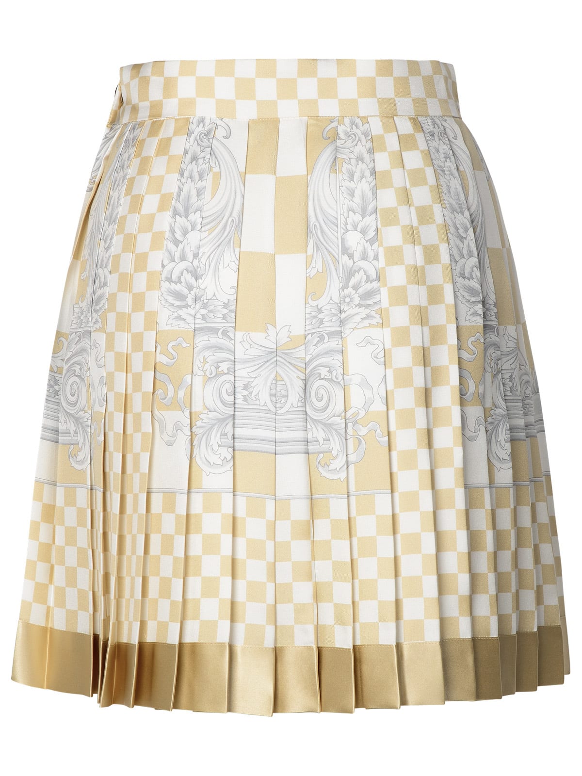 Shop Versace Barocco Beige Silk Skirt In Multicolor