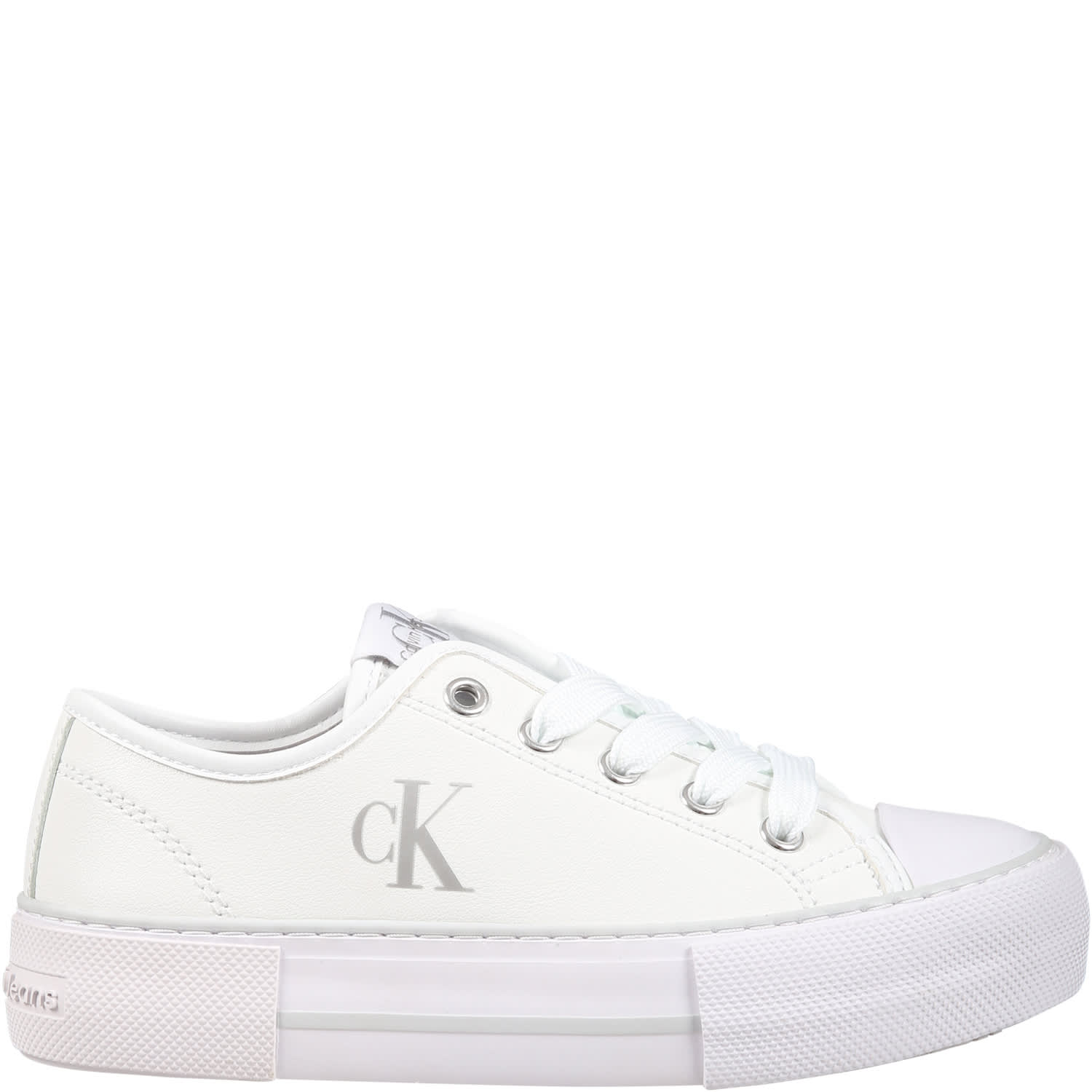 Calvin Klein Kids' Sneakers Bianche Per Bambina Con Logo In White