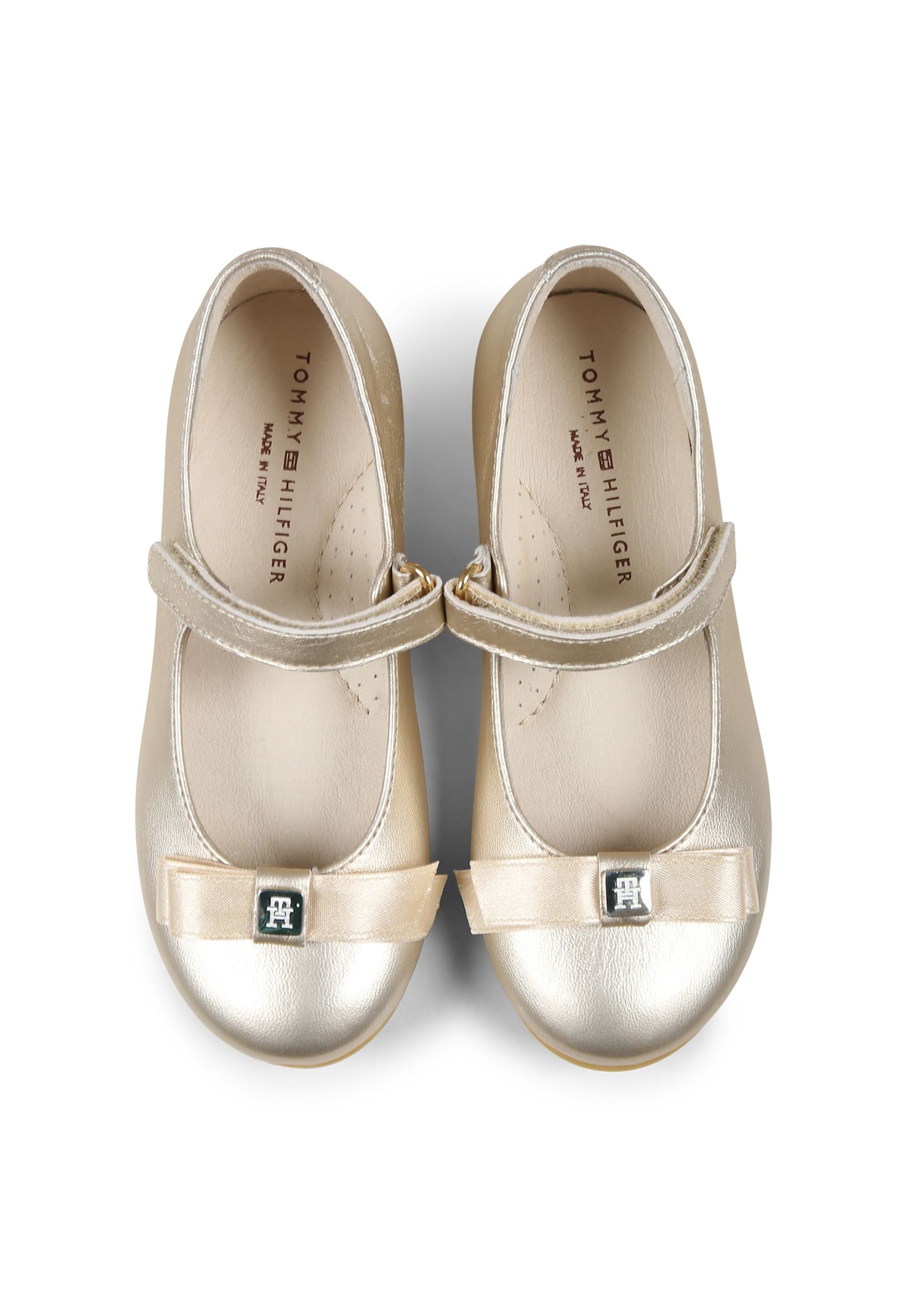 TOMMY HILFIGER GOLD BALLERINAS FOR GIRL WITH BOW