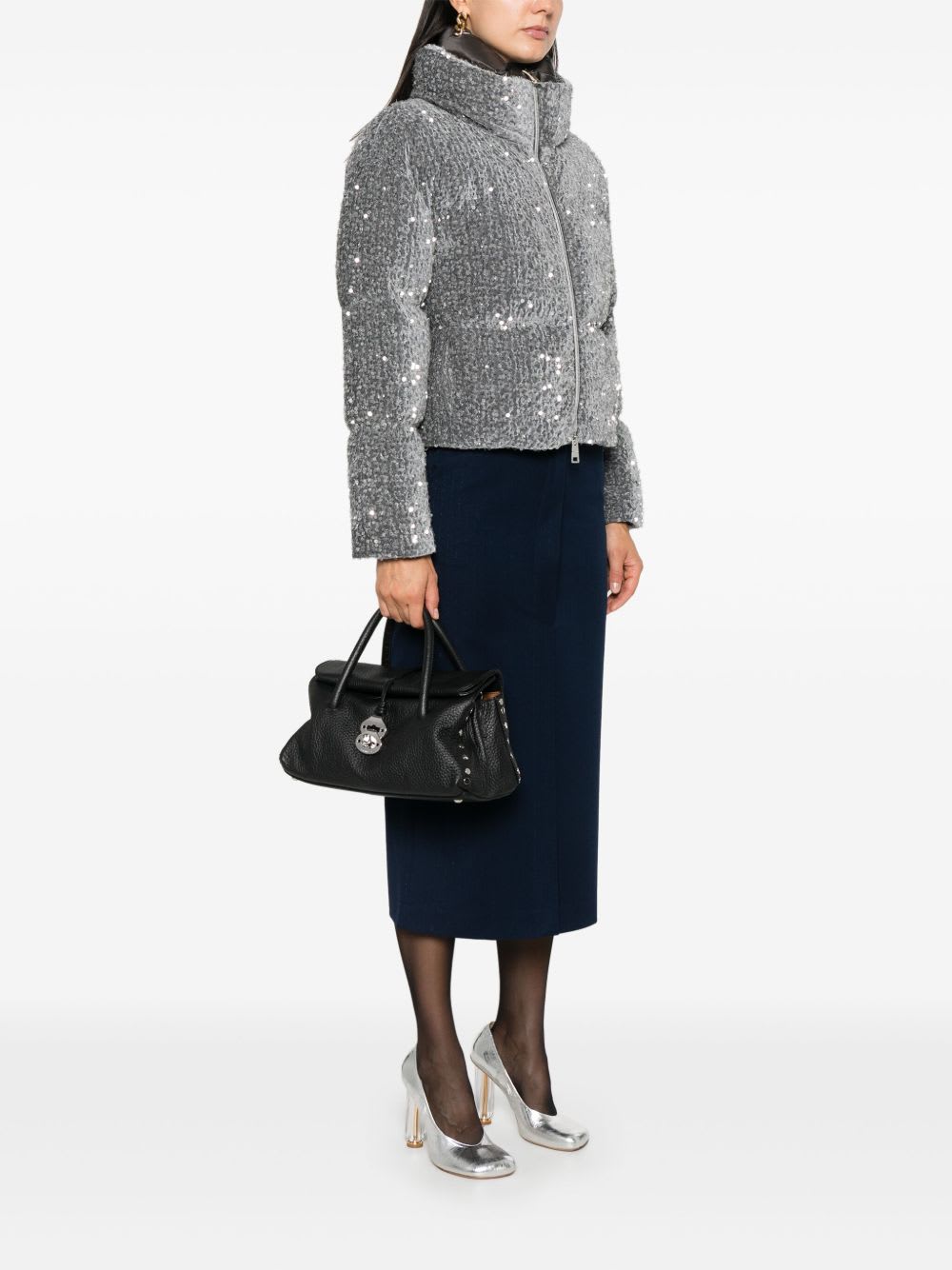 Zanellato Dotta Centauro Small Leather Handbag In Black