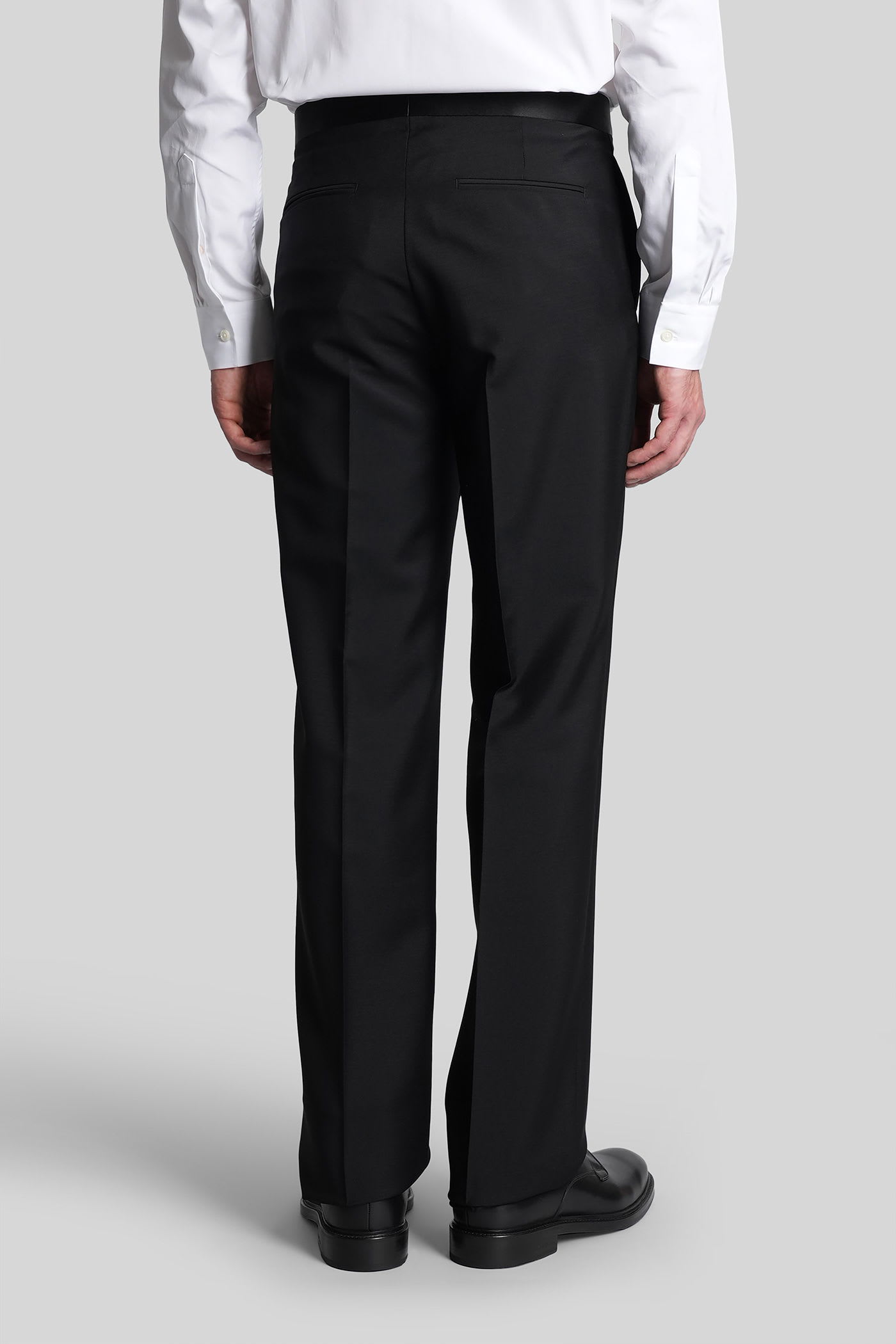 Givenchy Slim Fit Tailored Pants In Wool With Satin In Black
