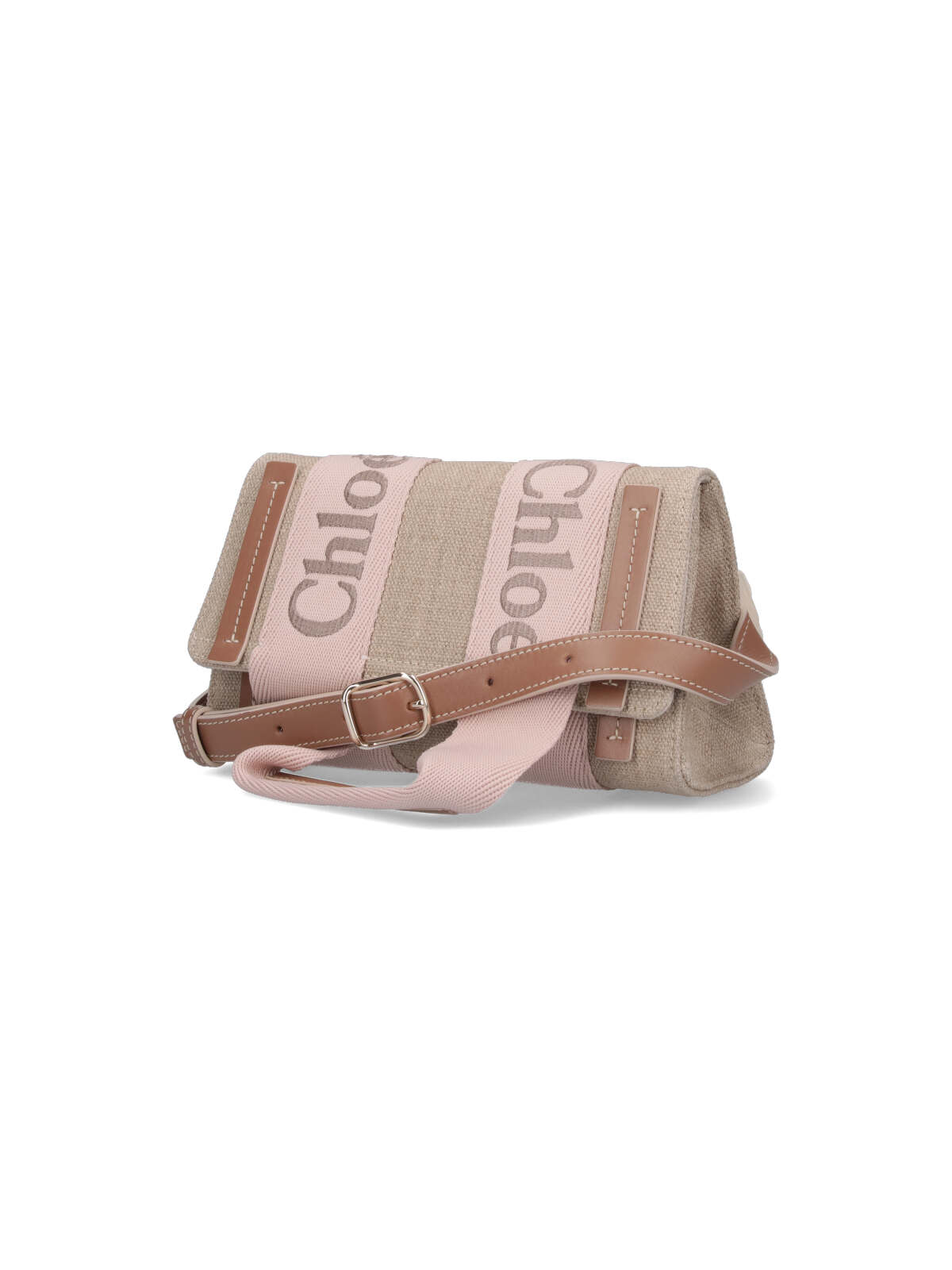 Shop Chloé Linen Shoulder Bag In Beige