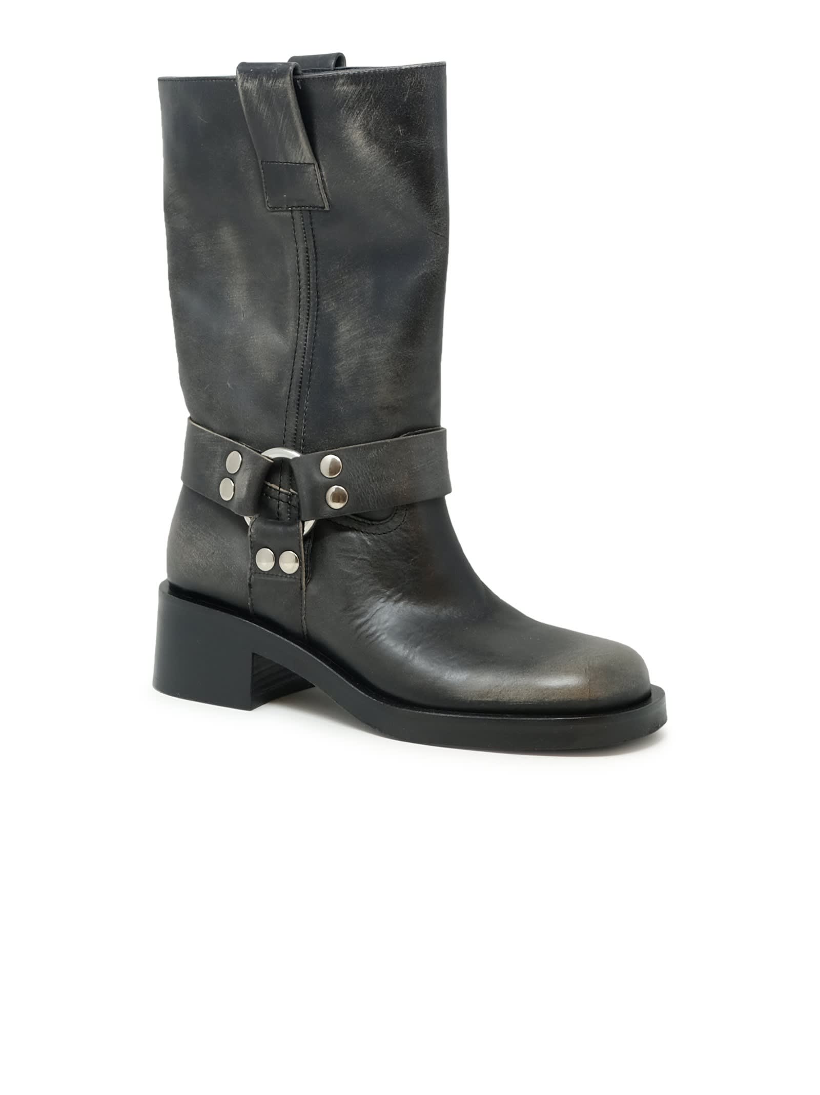 Shop Elena Iachi Leather Boots In Black