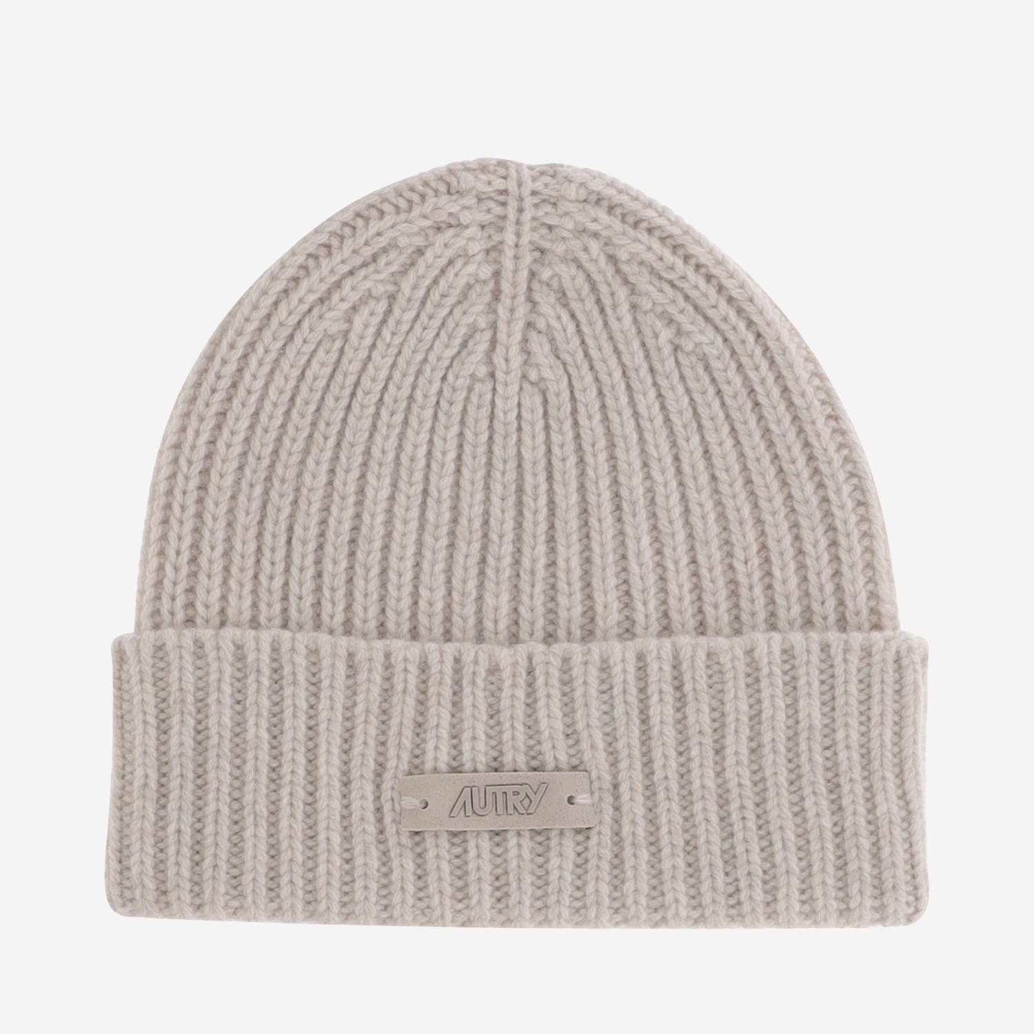 Autry Wool Beanie With Logo In Sand