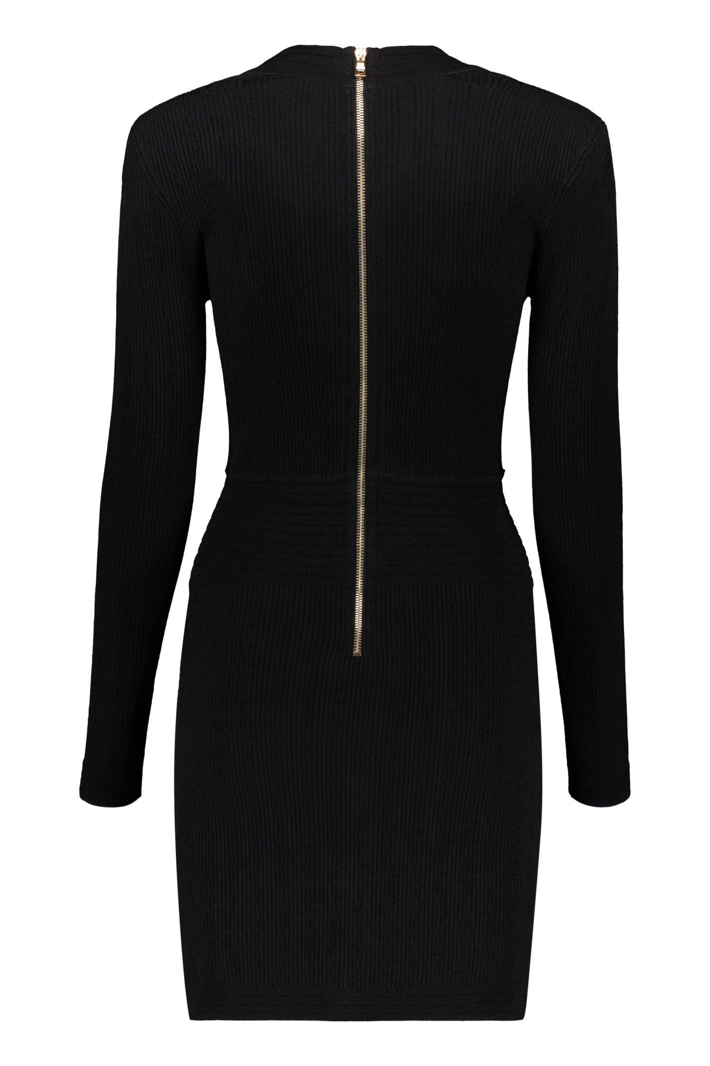 Shop Balmain Knit Mini-dress In Black