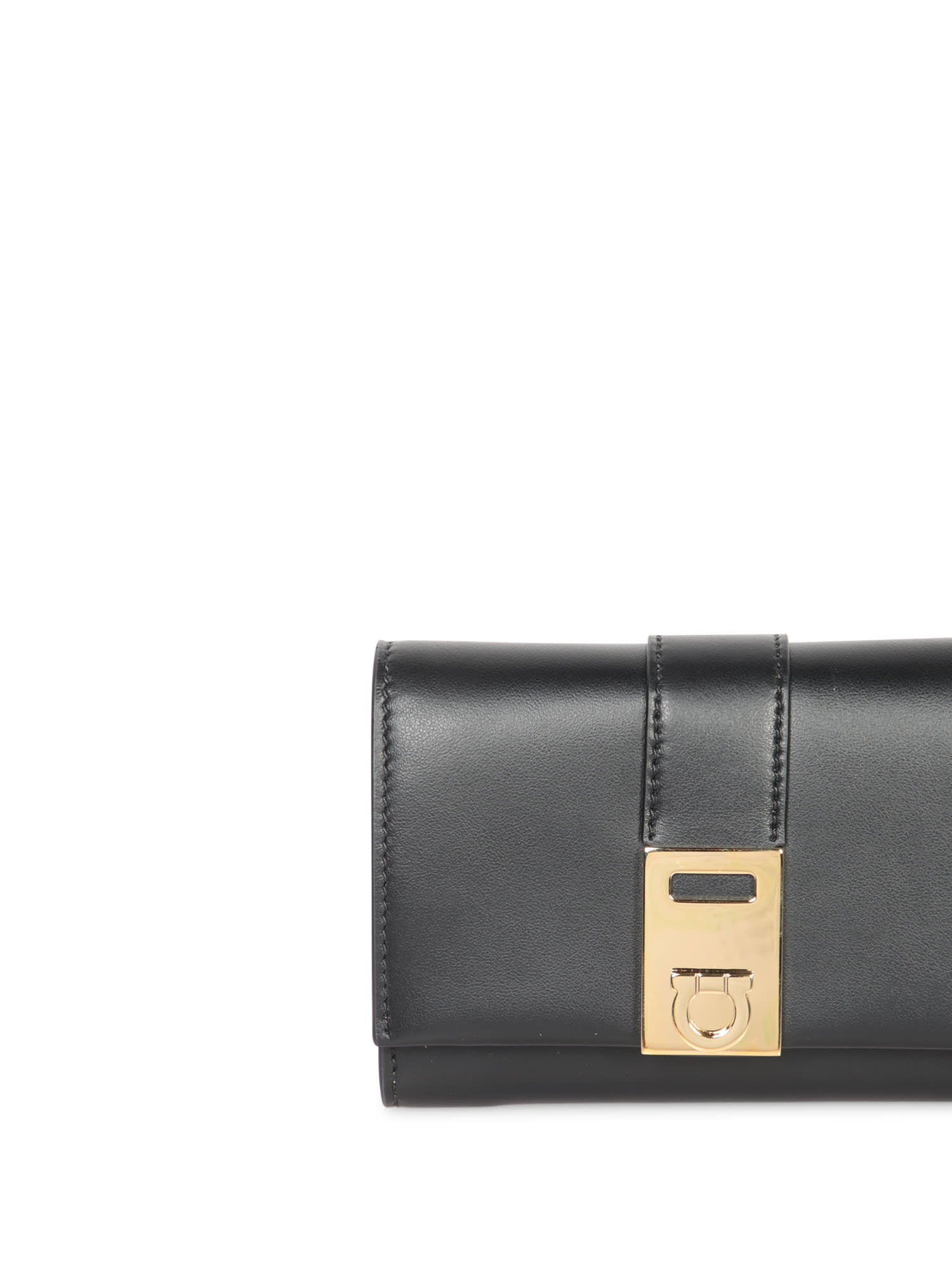 Shop Ferragamo Hug Bicolor Black Wallet