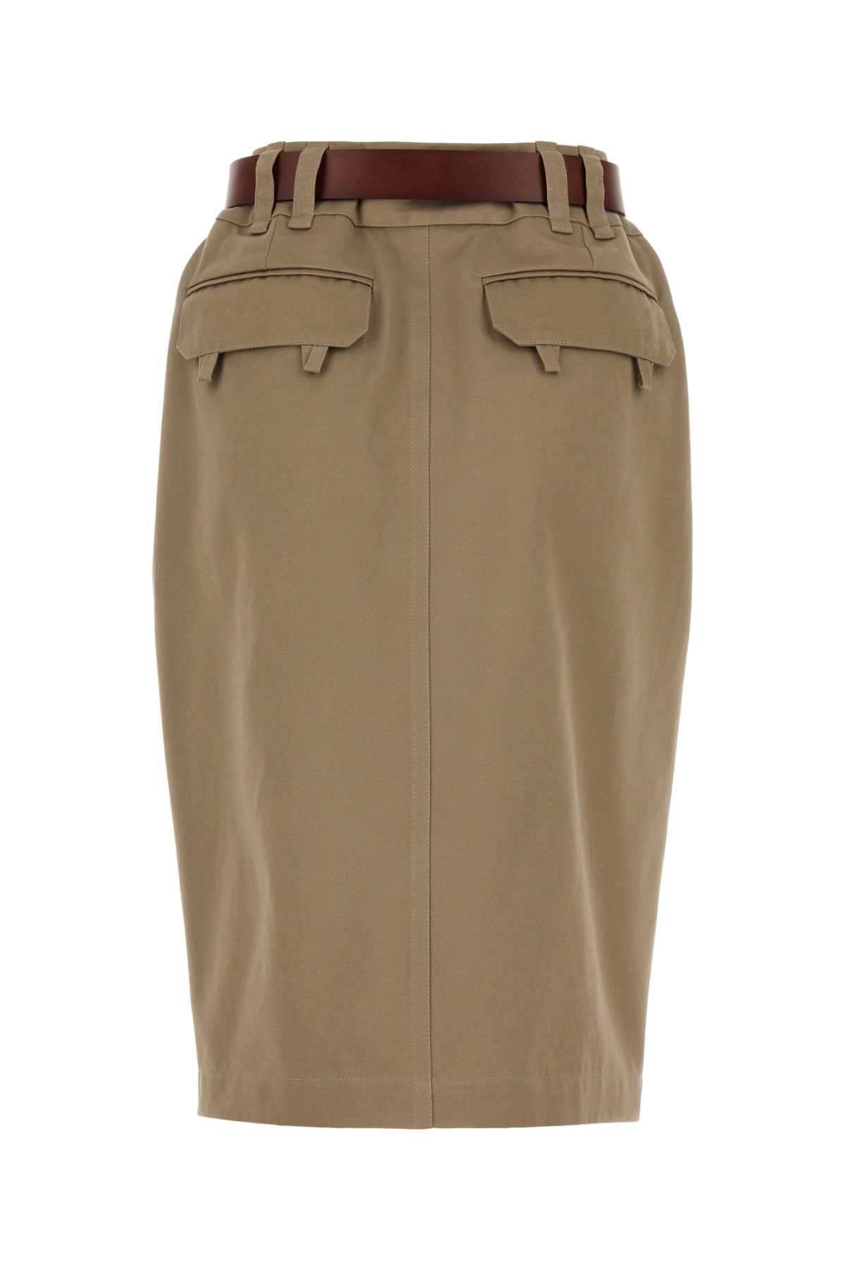 Shop Saint Laurent Cappuccino Gabardine Skirt In Mastic