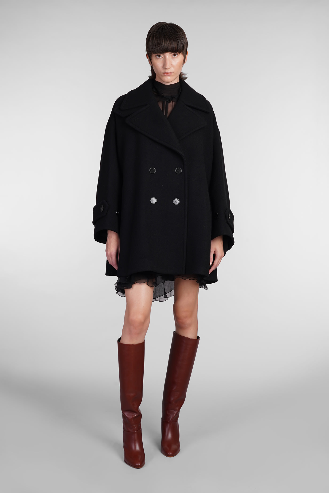 Shop Chloé Coat In Black Wool