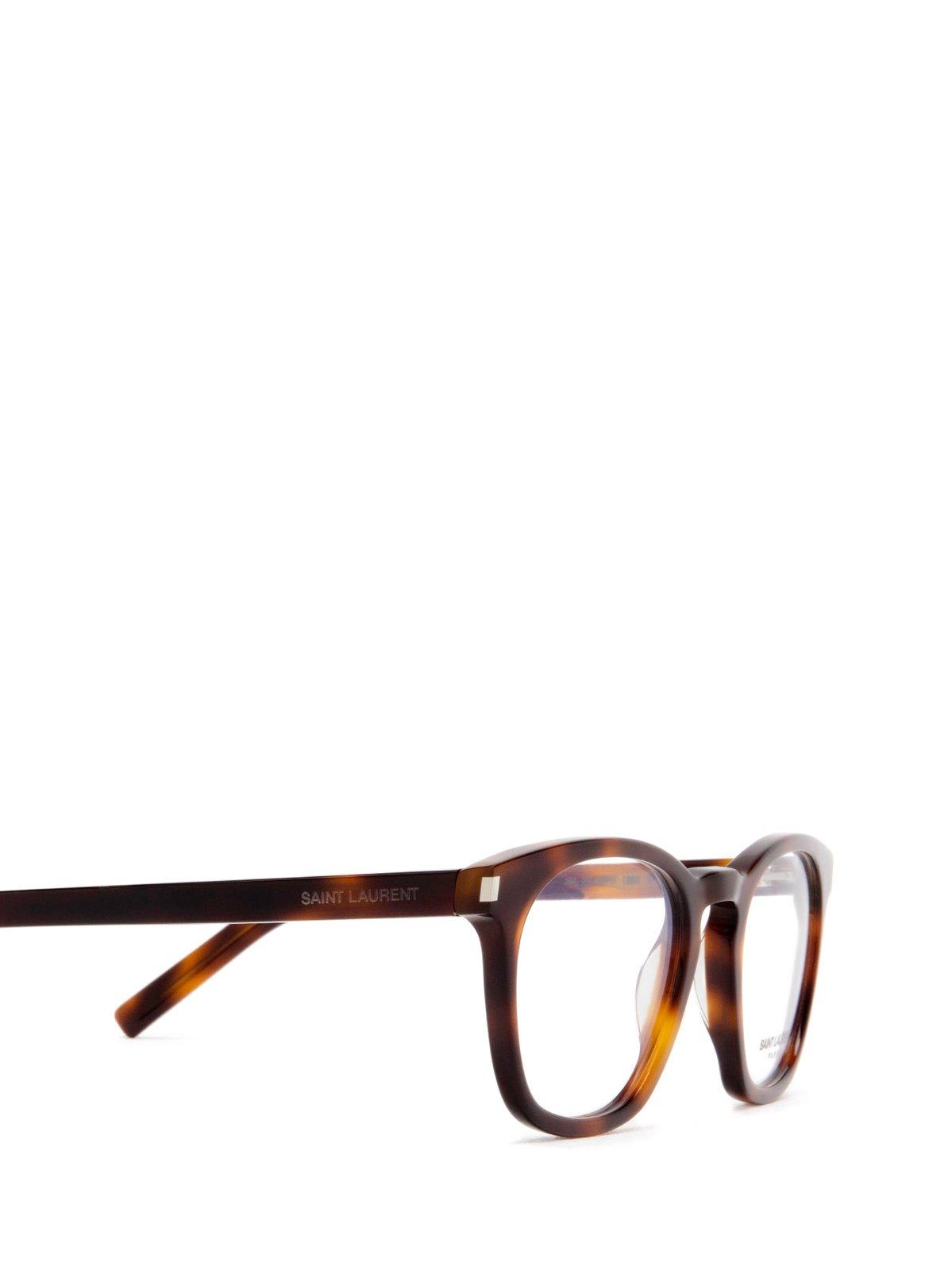 Shop Saint Laurent Square Frame Glasses In Havana-havana-transparent