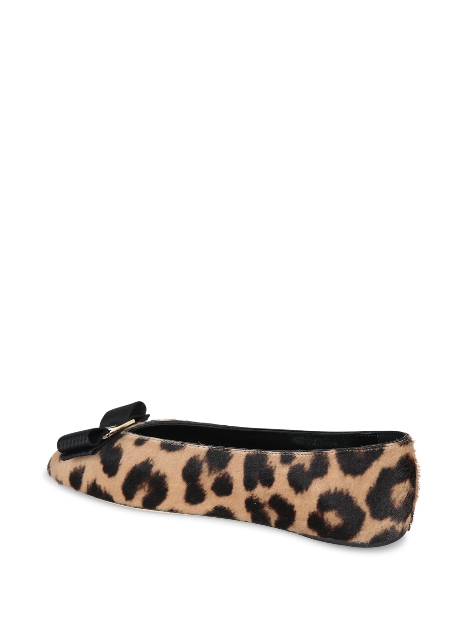 Ferragamo Leopard Print Leather Ballet Flats In Animal Print