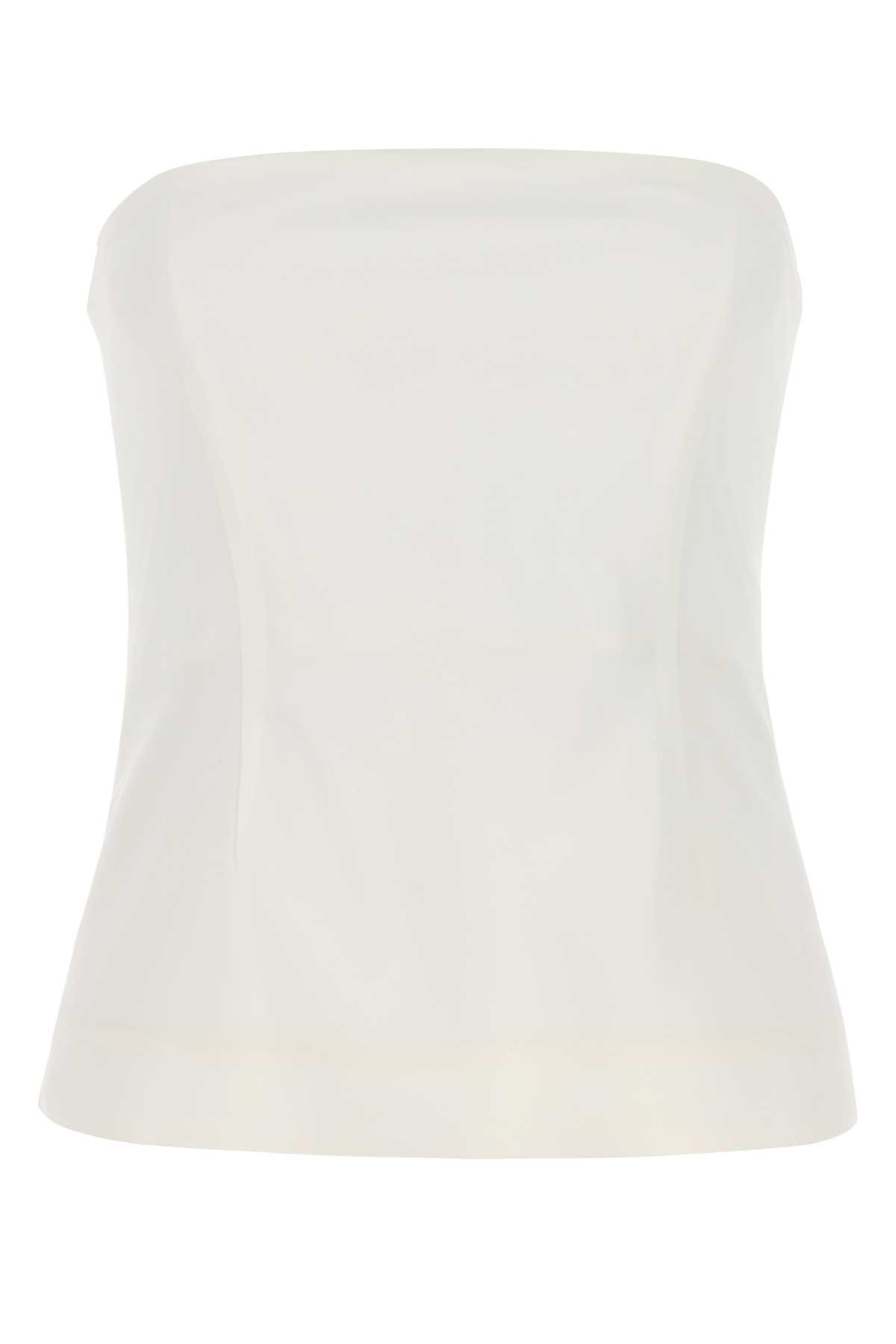 Co Strapless Stretch-crepe Bustier Top In White