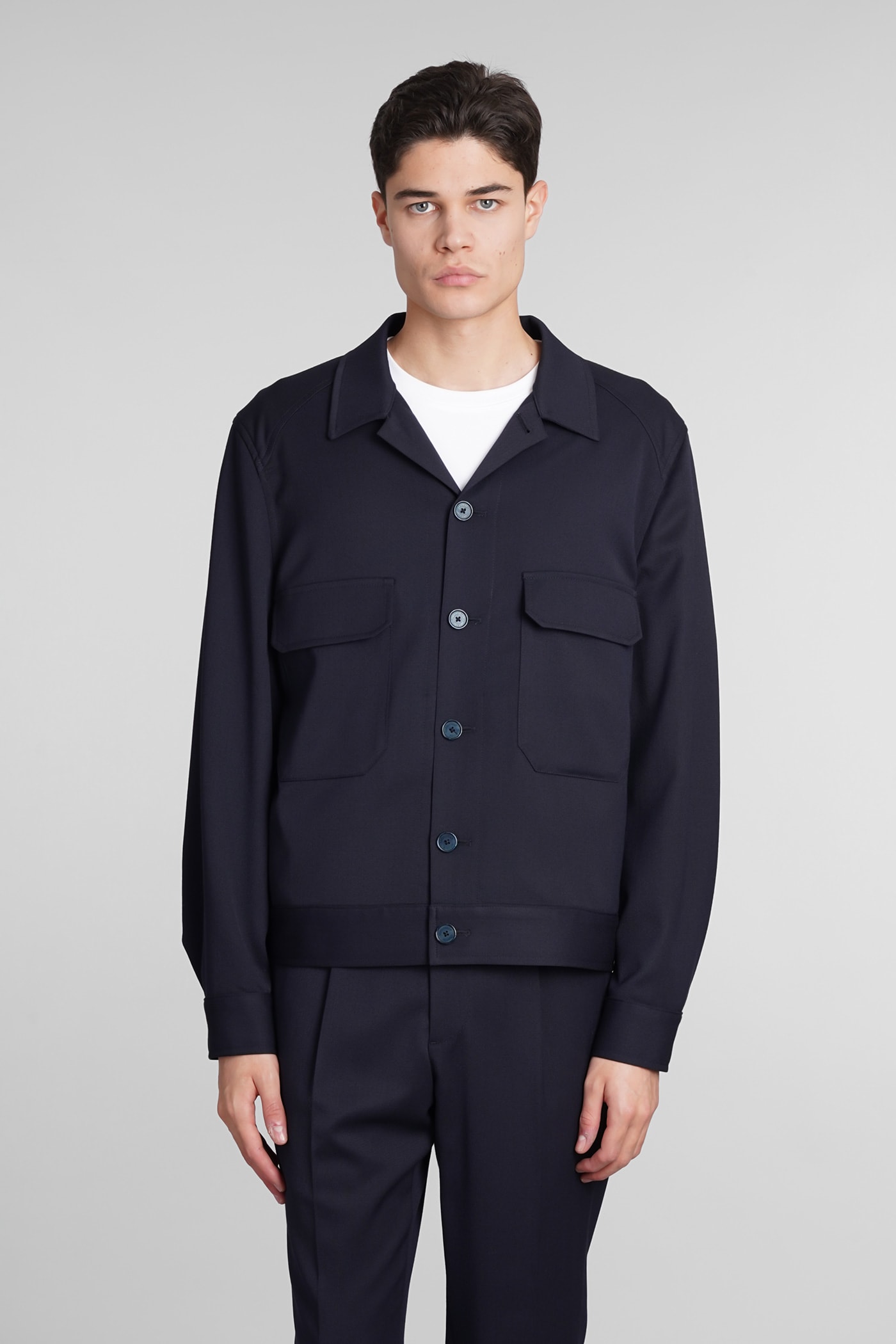 Santaniello Casual Jacket In Blue Polyester