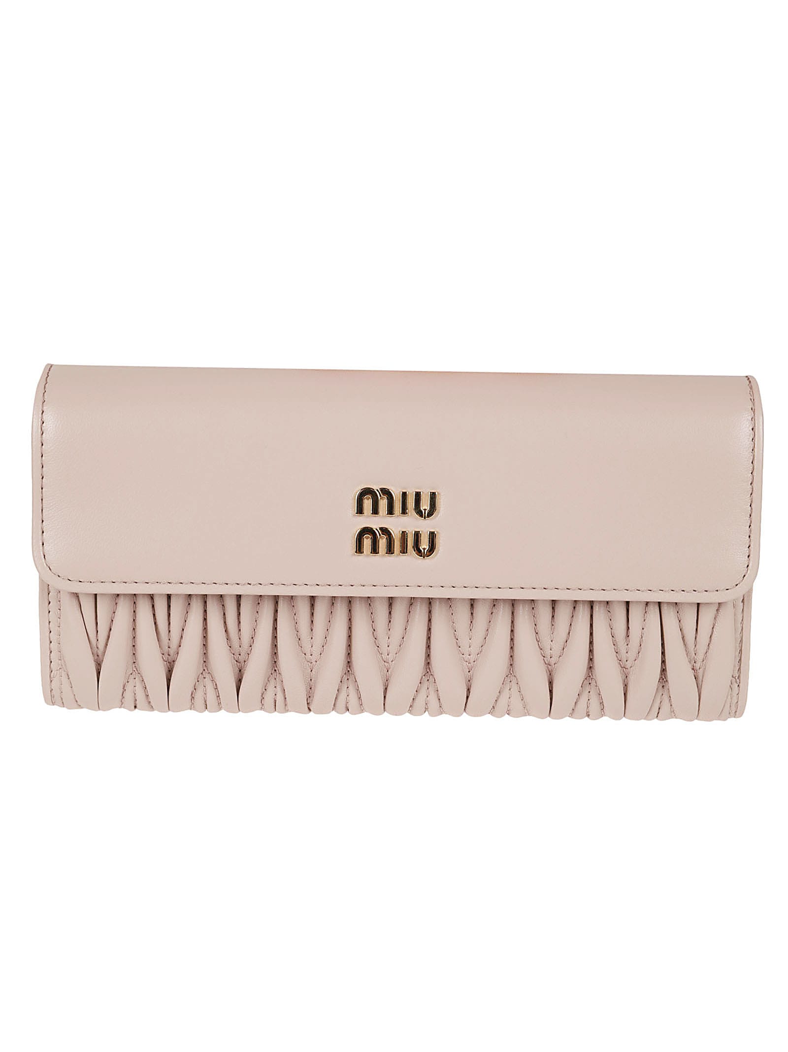 Miu Miu Logo Plaque Trifold Continental Wallet