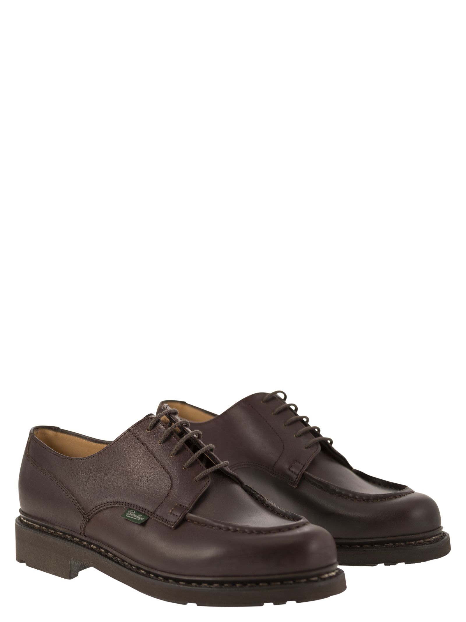 Paraboot Chambord Smooth Leather Derby Shoes In Brown