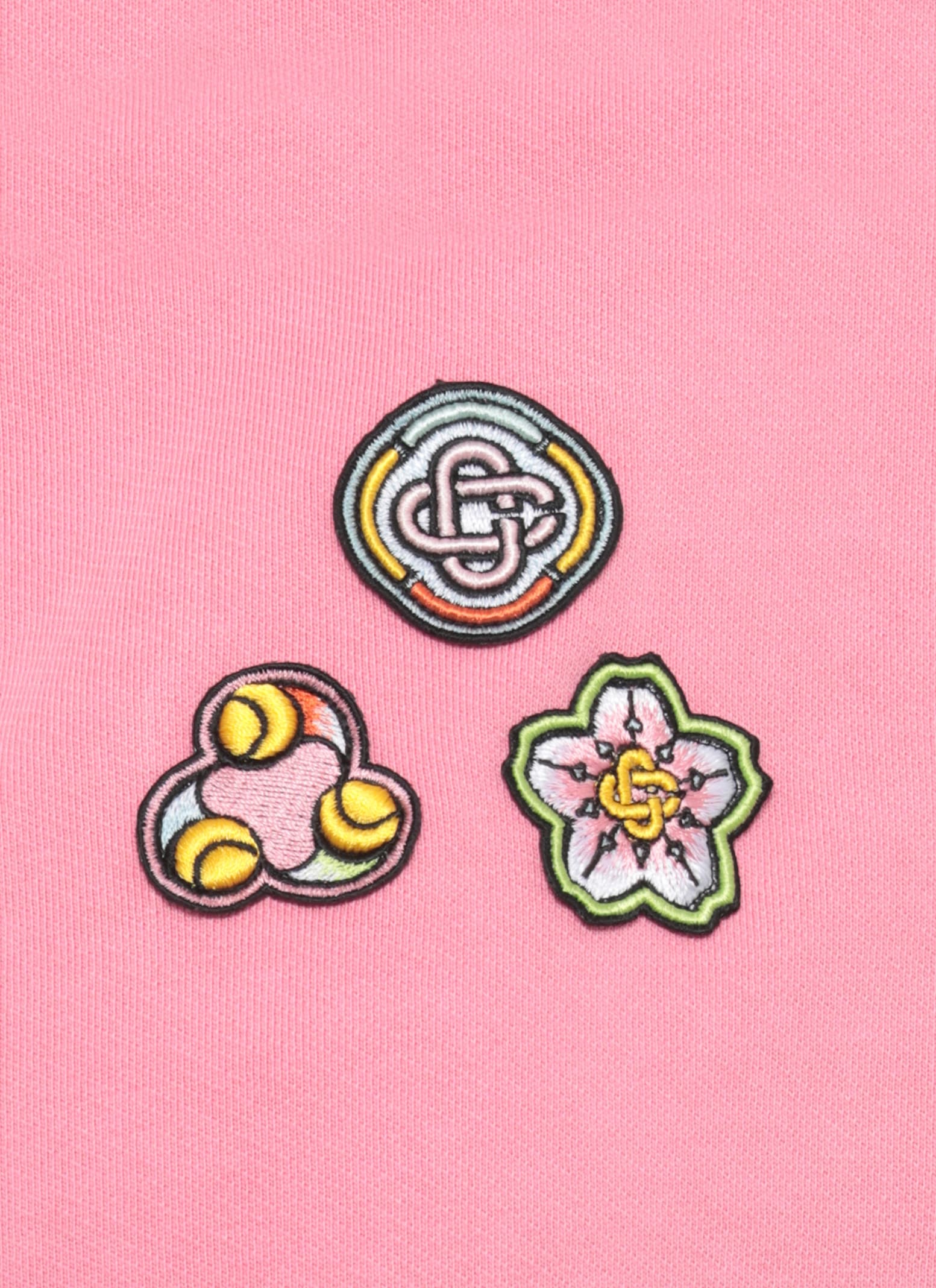 Casablanca Cotton Sweatshirt Featuring Embroidered Patches In Pink