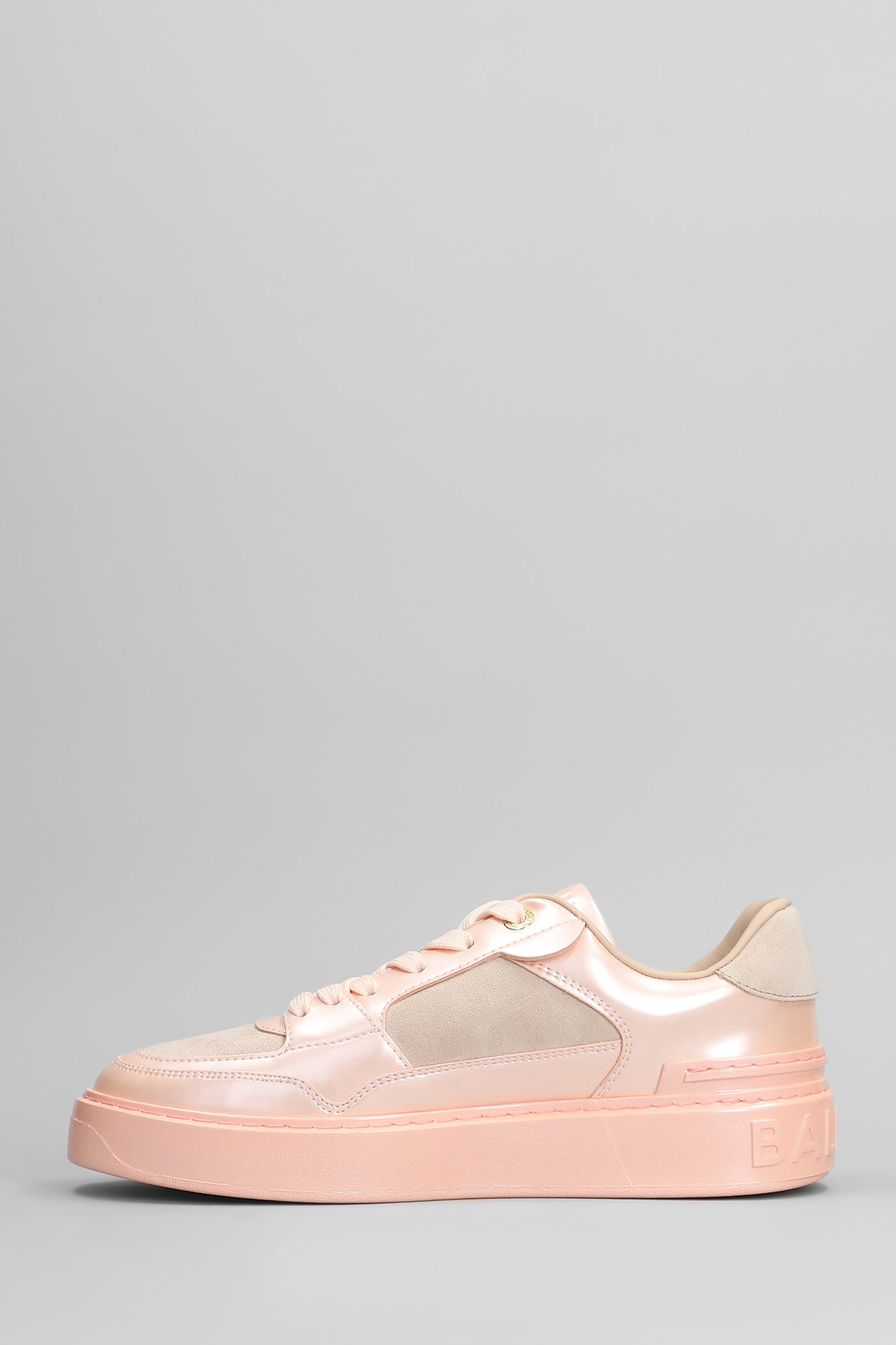Balmain B Court Sneakers In Rose-pink Suede And Leather In Rose-pink
