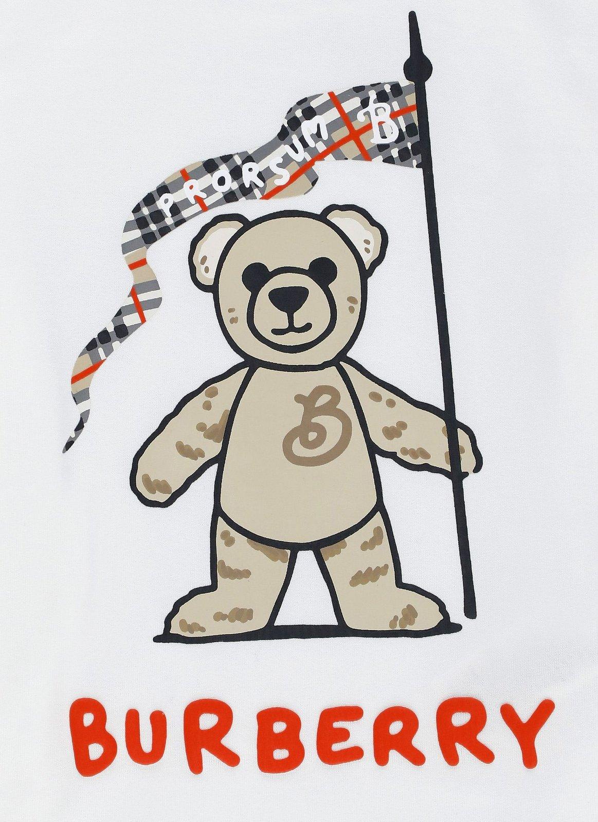 Burberry White T-shirt For Babykids With Thomas Bear In White