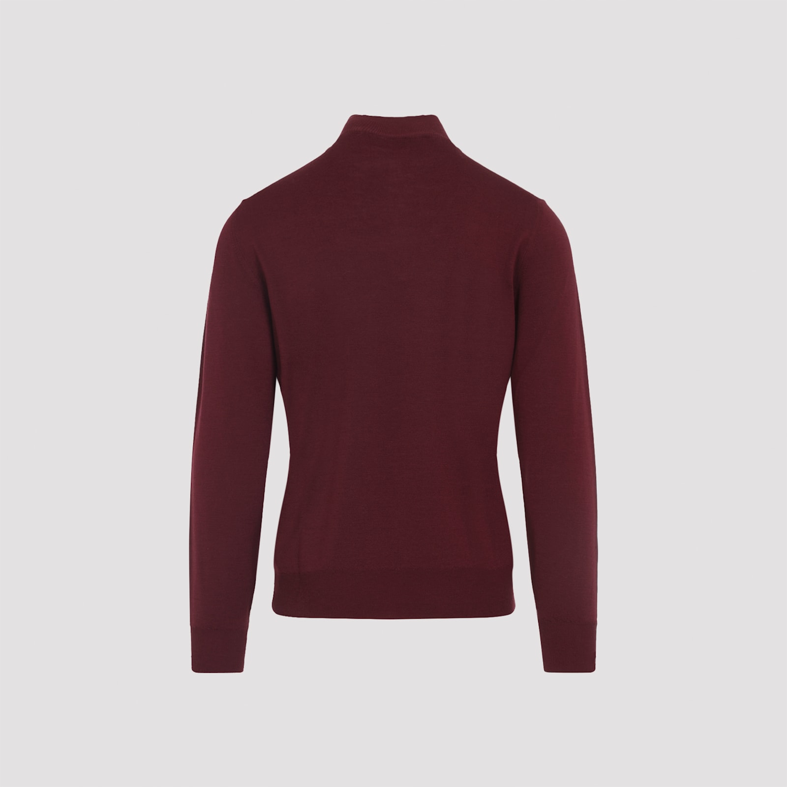Canali Half Zip High Neck Sweater In Burgundy
