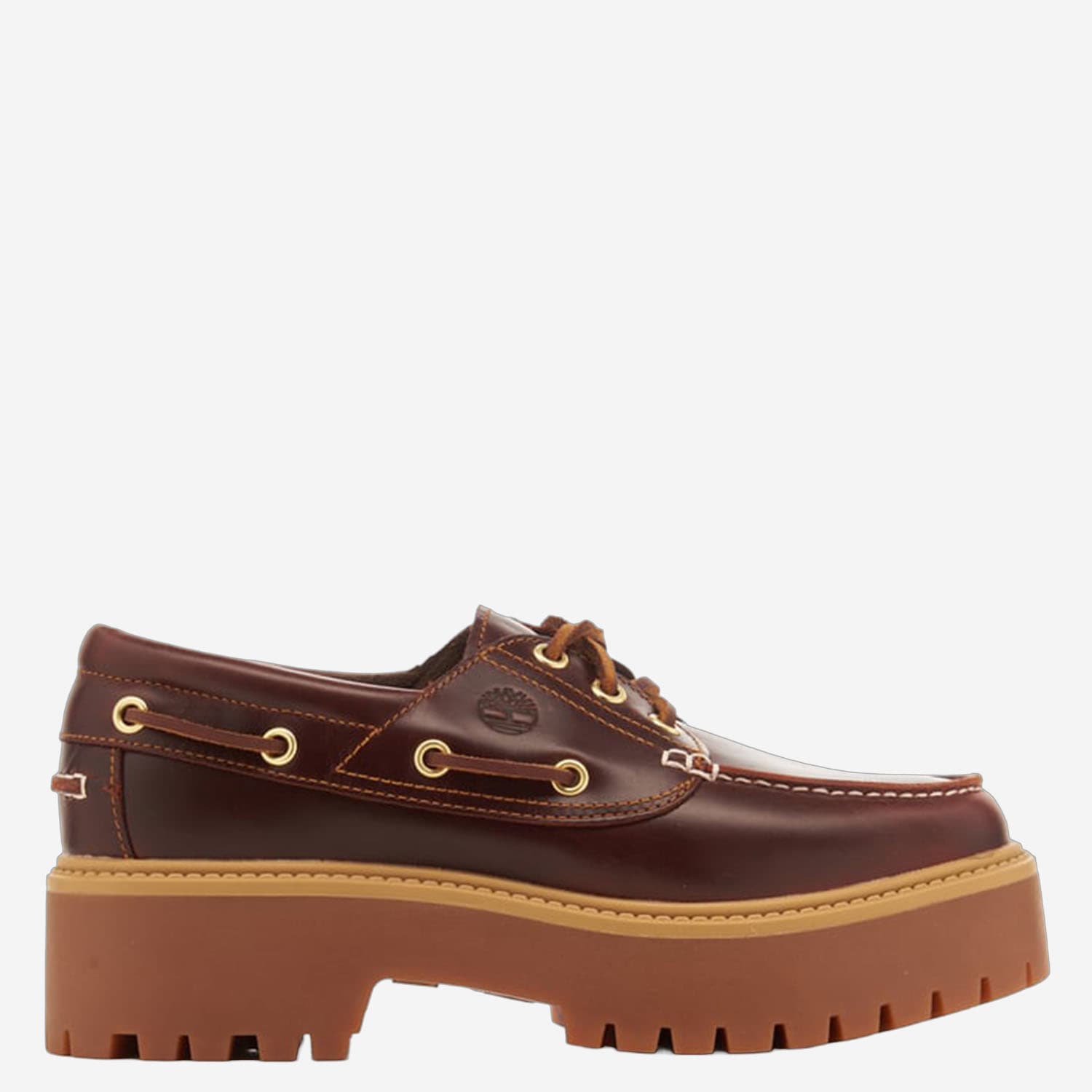 Timberland Boat Shoes Con Plateau Stone Street W Marrone Scuro In Multi