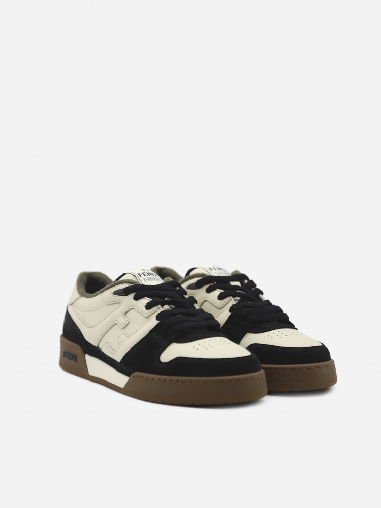Shop Fendi Match Sneakers In Leather With Suede Inserts In Black