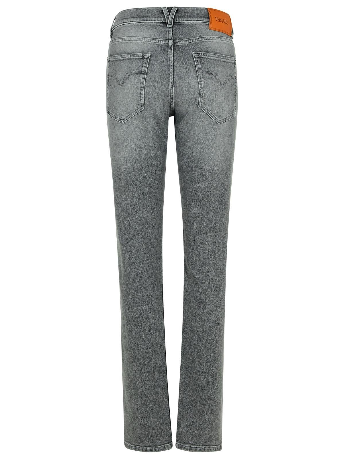 Shop Versace Logo-patch Skinny Jeans In Grigio Medio