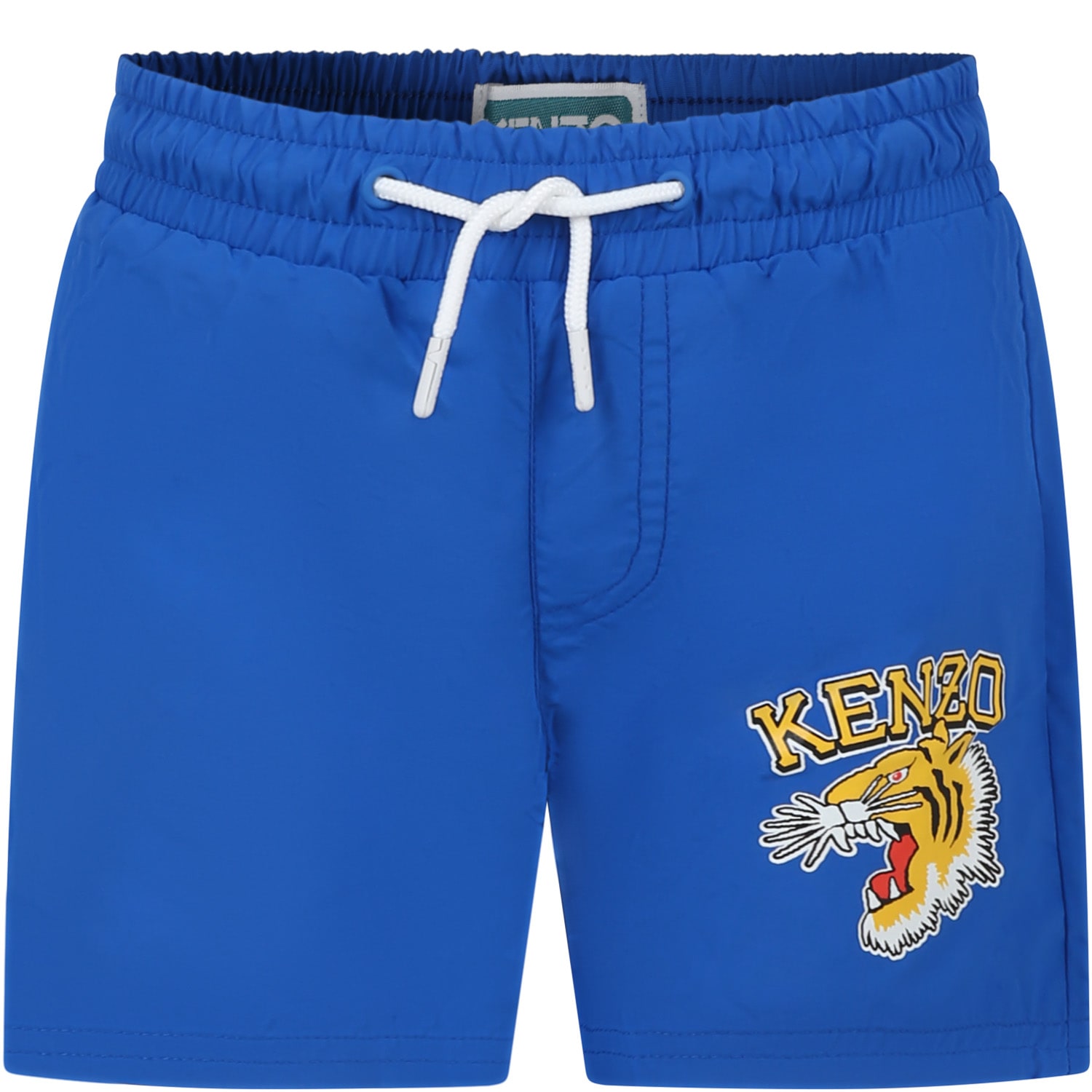 Kenzo Kids' Light Blue Sea Boxer For Boy With Logo