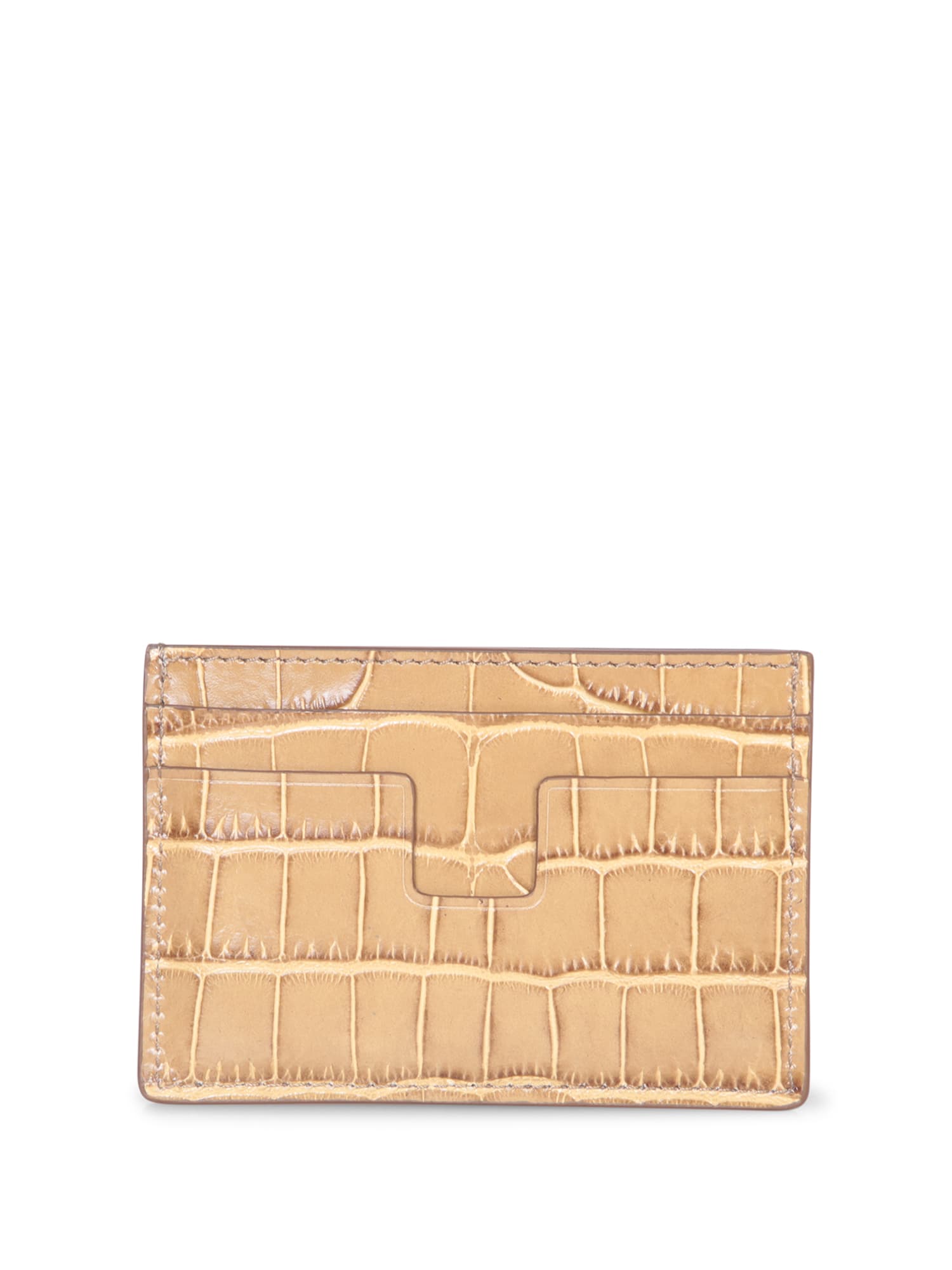 Shop Tom Ford Beige Crocodile Card Holder