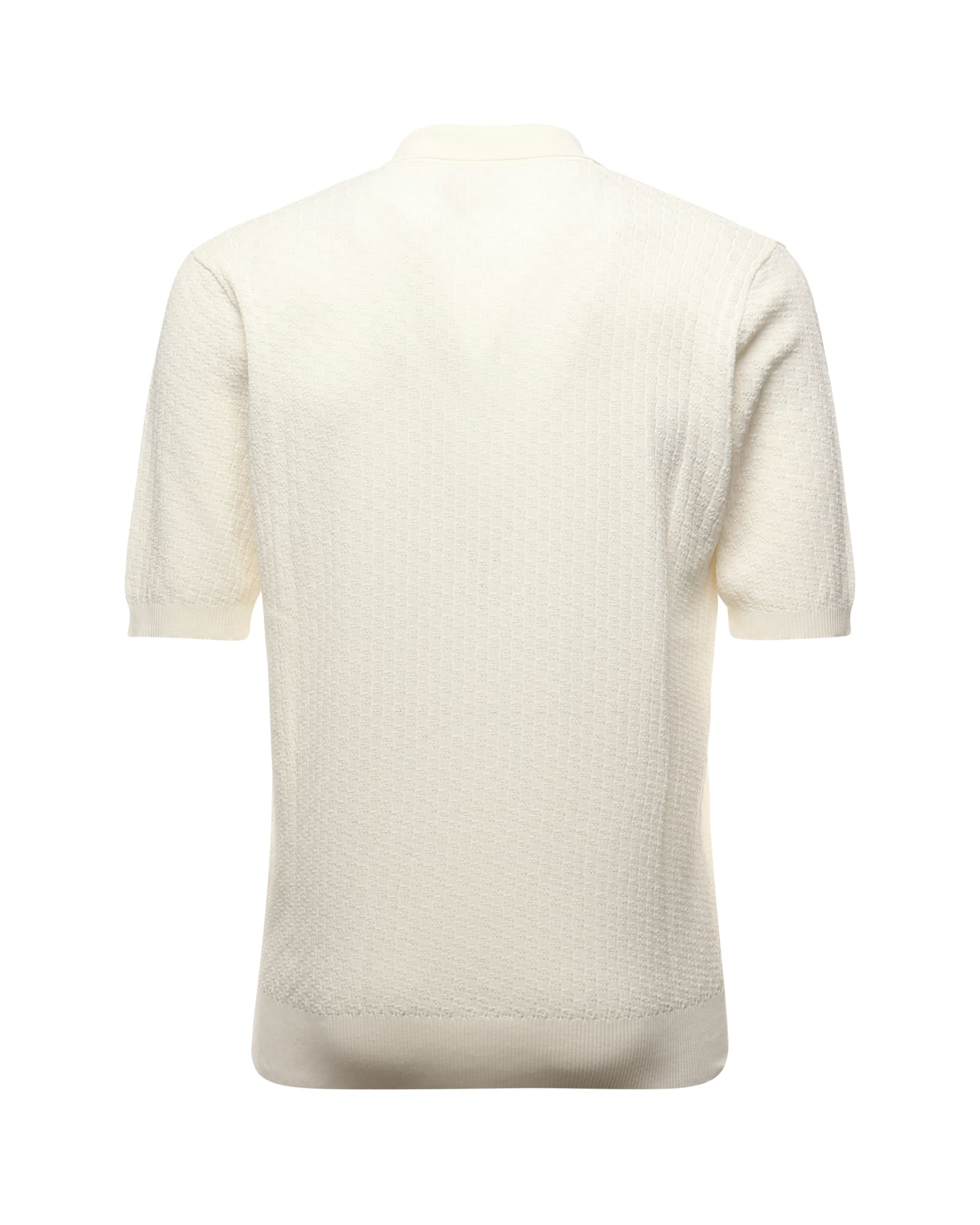 Eleventy Textured Cotton Polo With Ribbed Collar In Beige