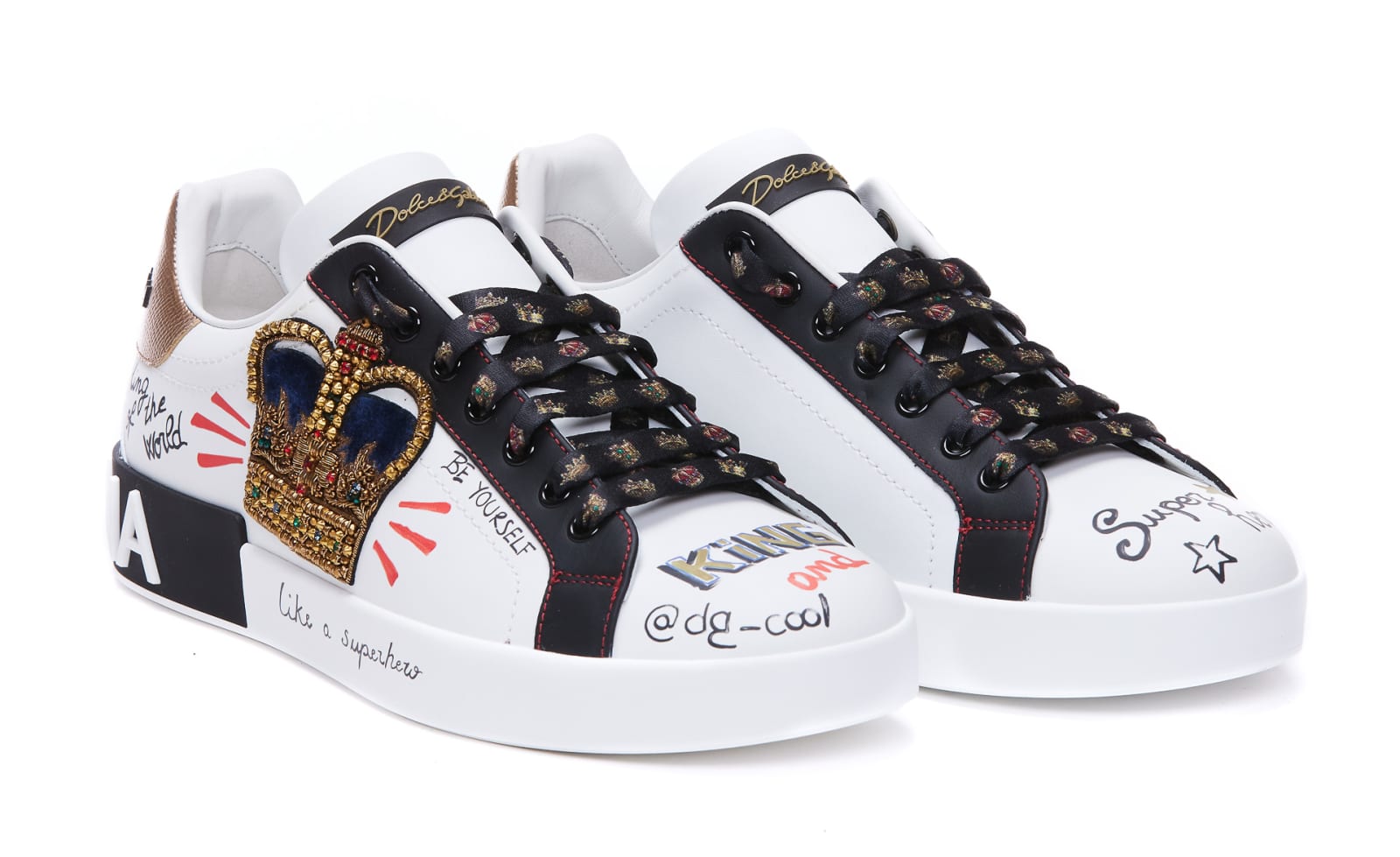 Shop Dolce & Gabbana Portofino Sneakers With Patch And Embroidery In White