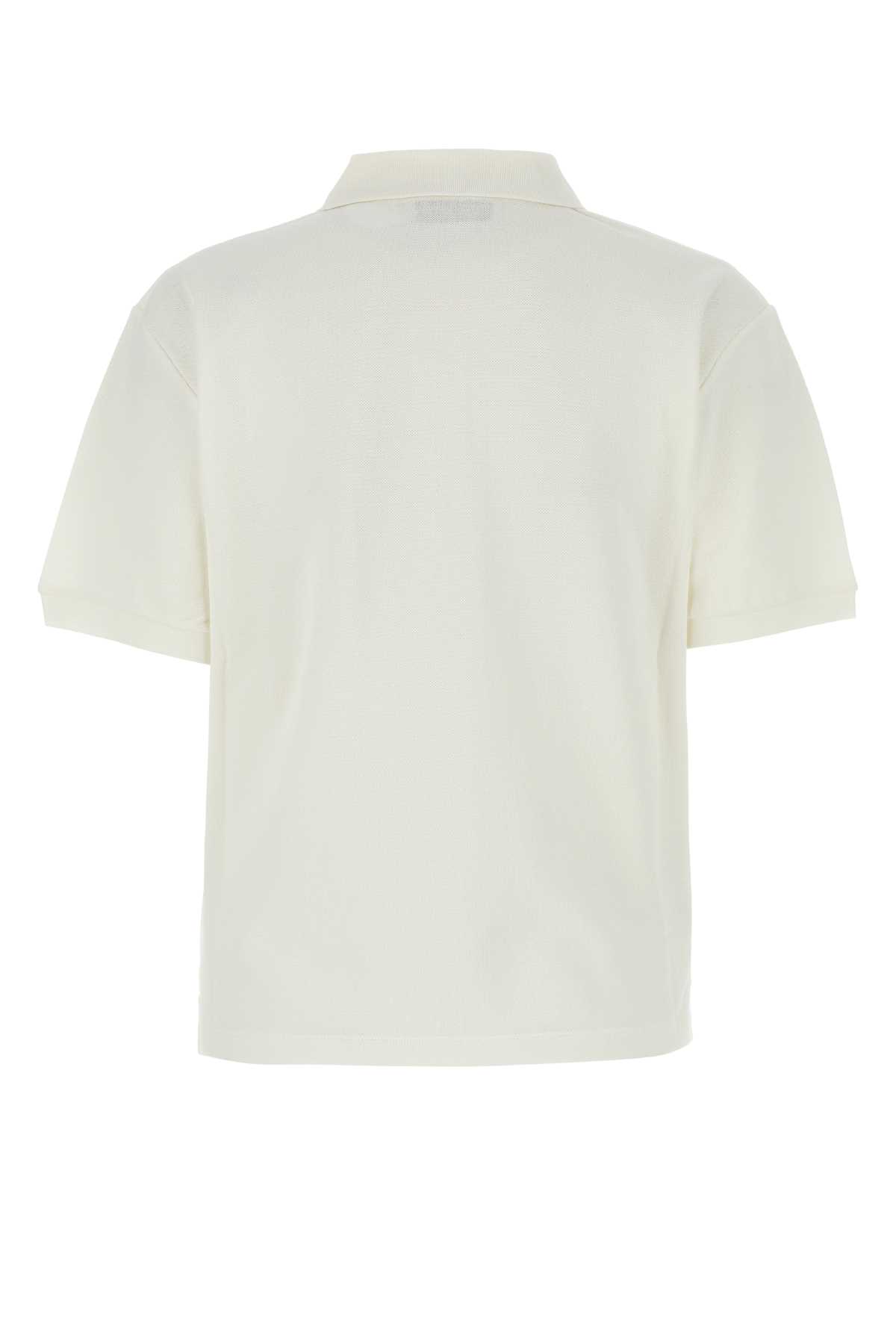 Miu Miu Ivory Piquet Polo Shirt In White