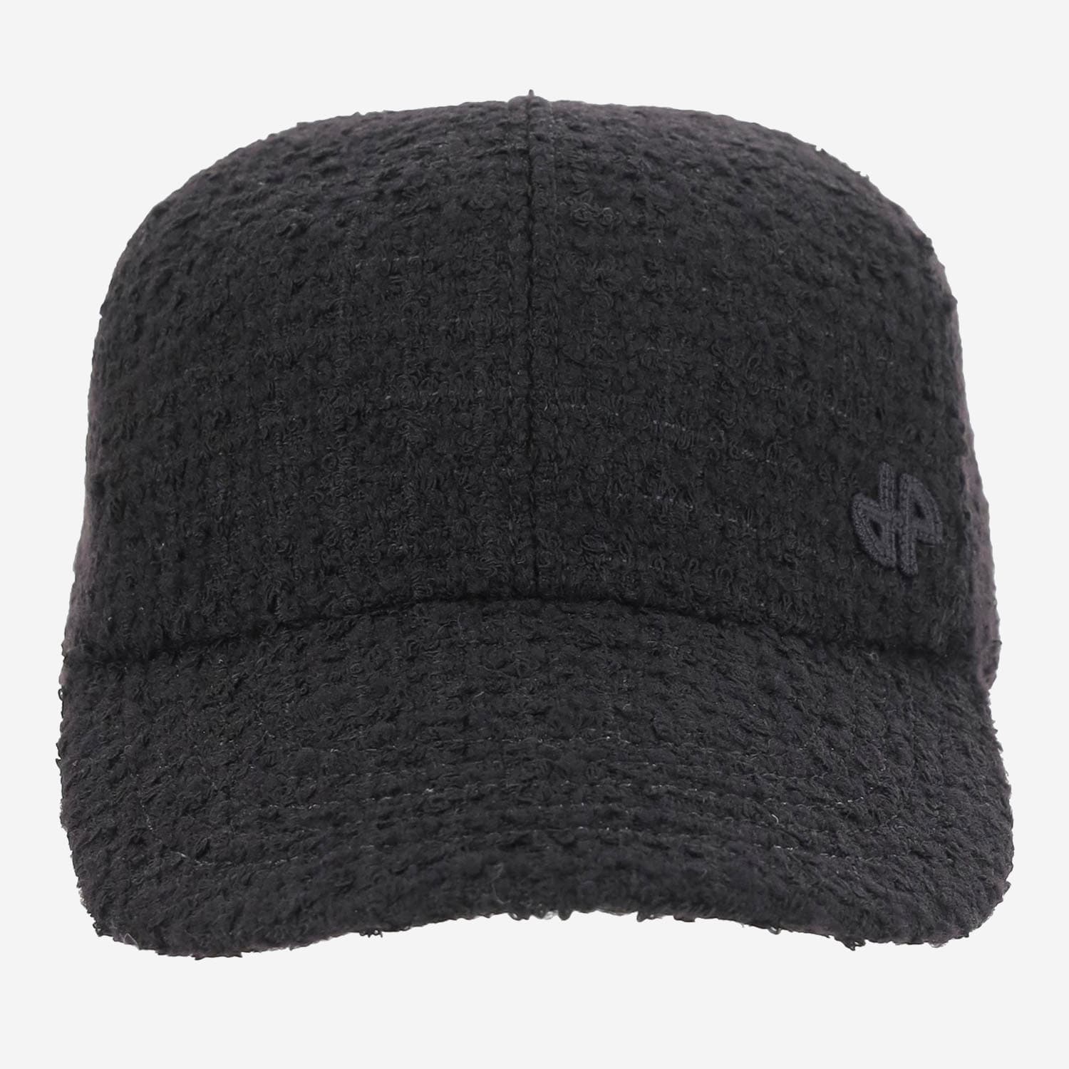Patou Black Textured Tweed Baseball Cap In Black