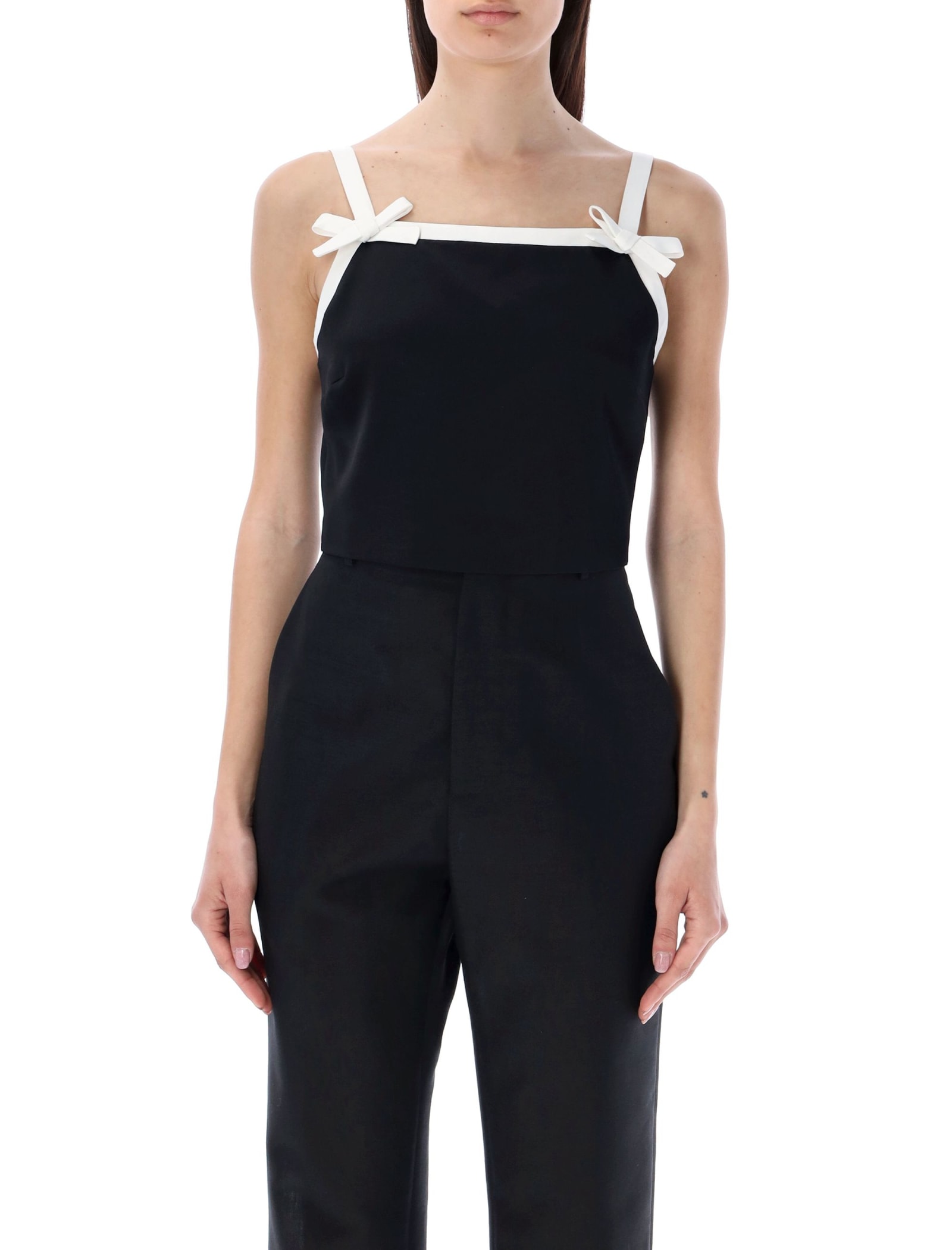 Msgm Black Bow Camisole In Black