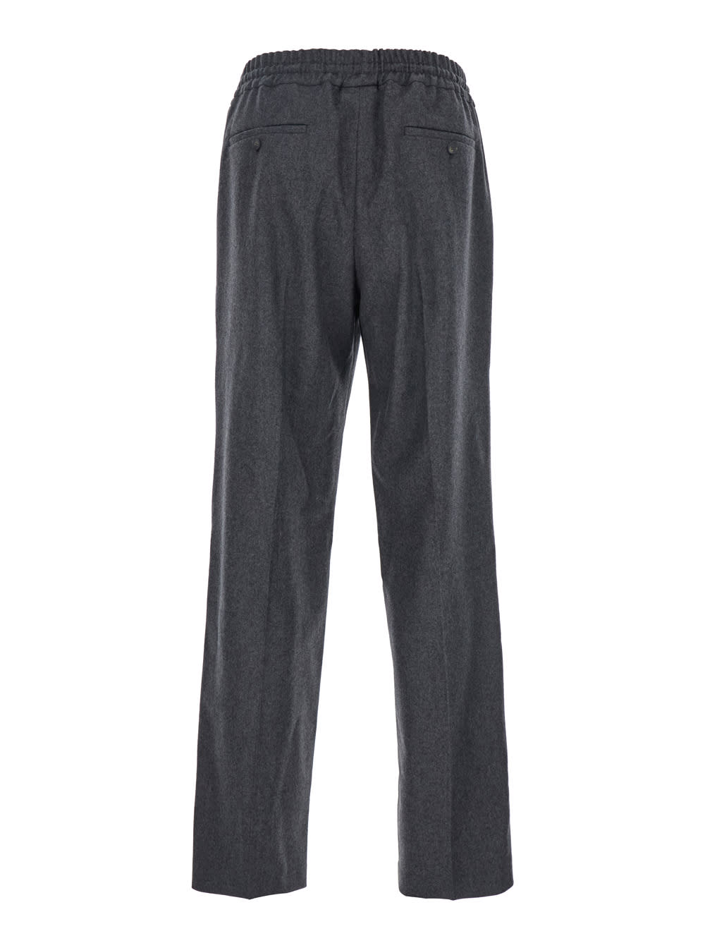 Drôle De Monsieur Le Pantalon Élastiqué Grey Pants With Elastic Drawstring Waist In Wool Blend Stretch Man In Black