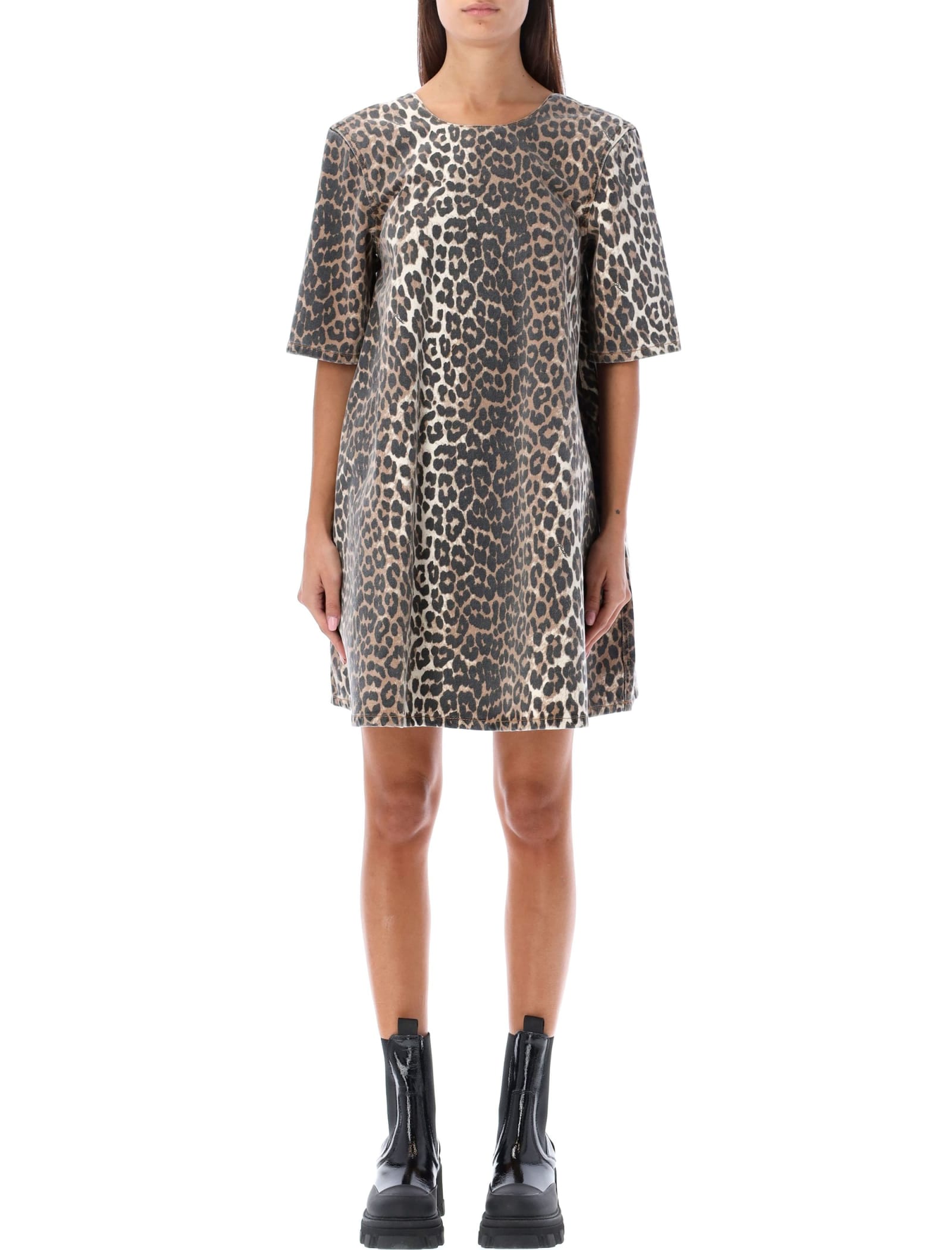 Ganni Leopard A-line Mini Dress