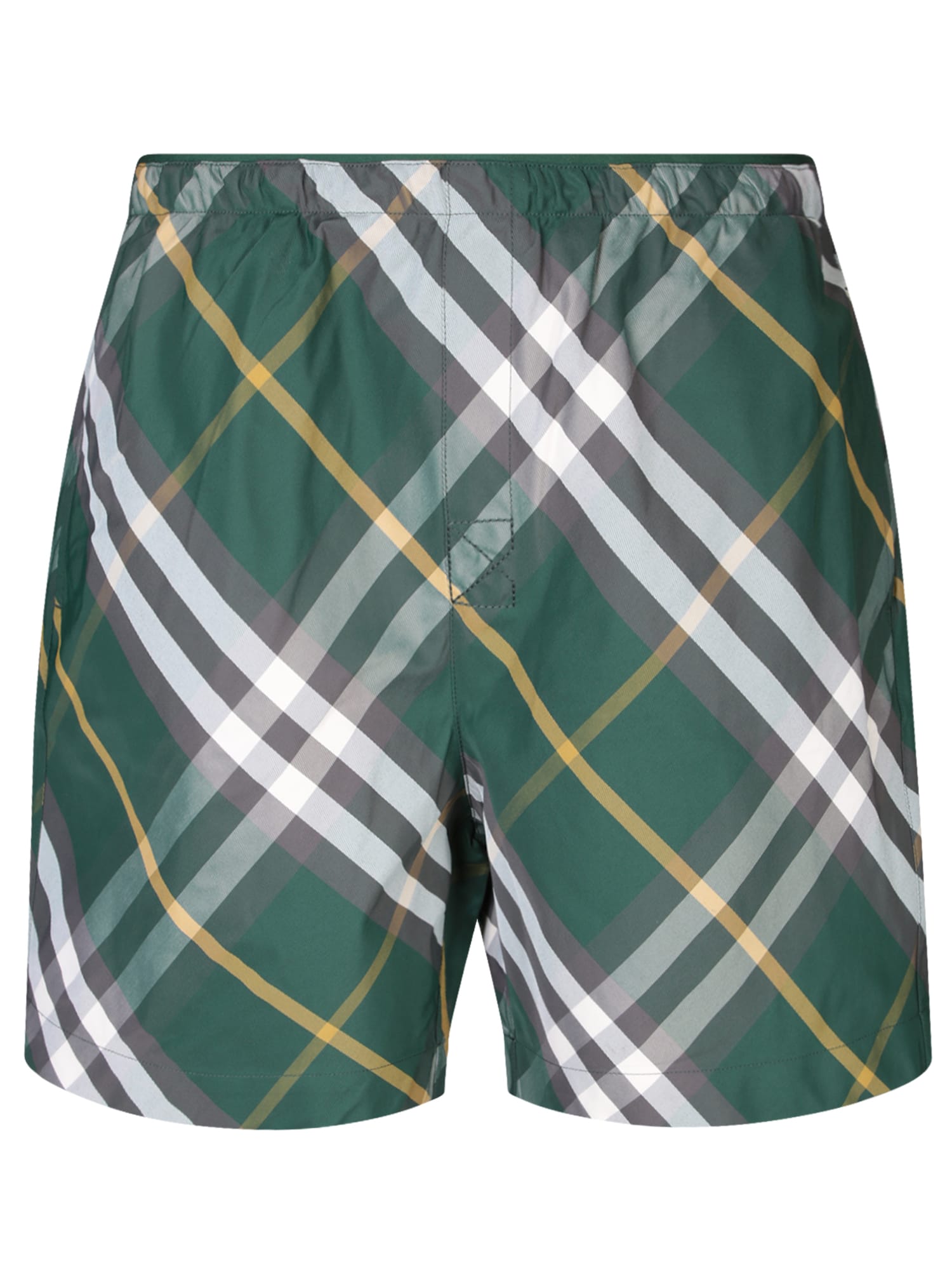 Shop Burberry Check Motif Green Swimsuit In Blue