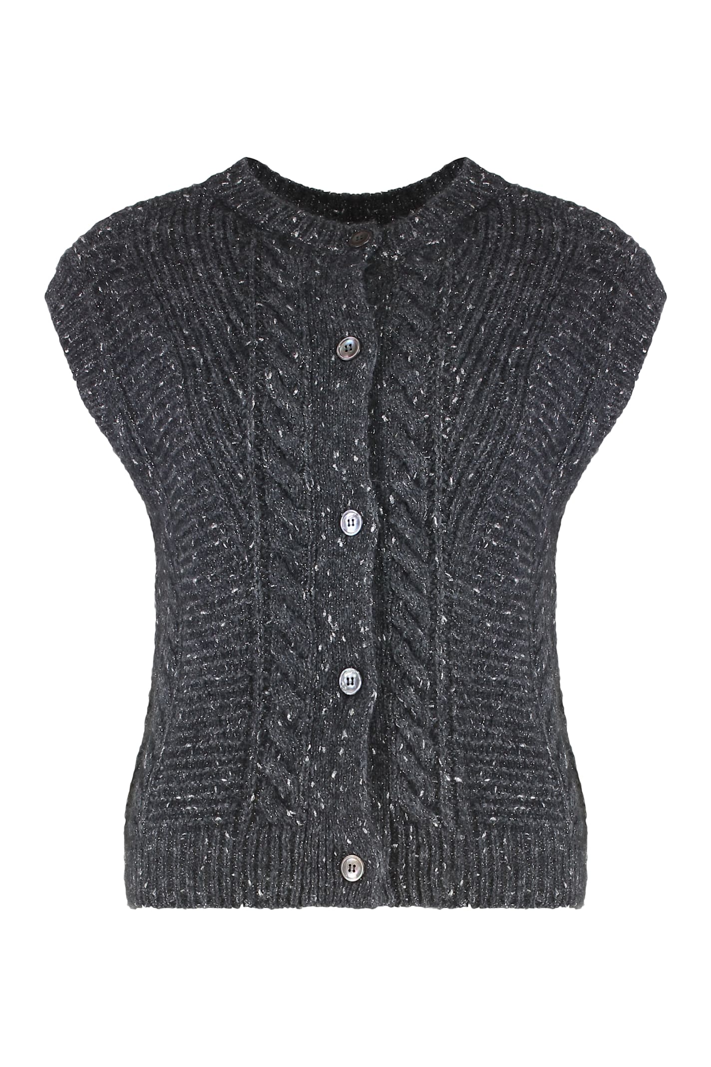 Max Mara Studio Taffy Sweater Vest With Buttons In Gray