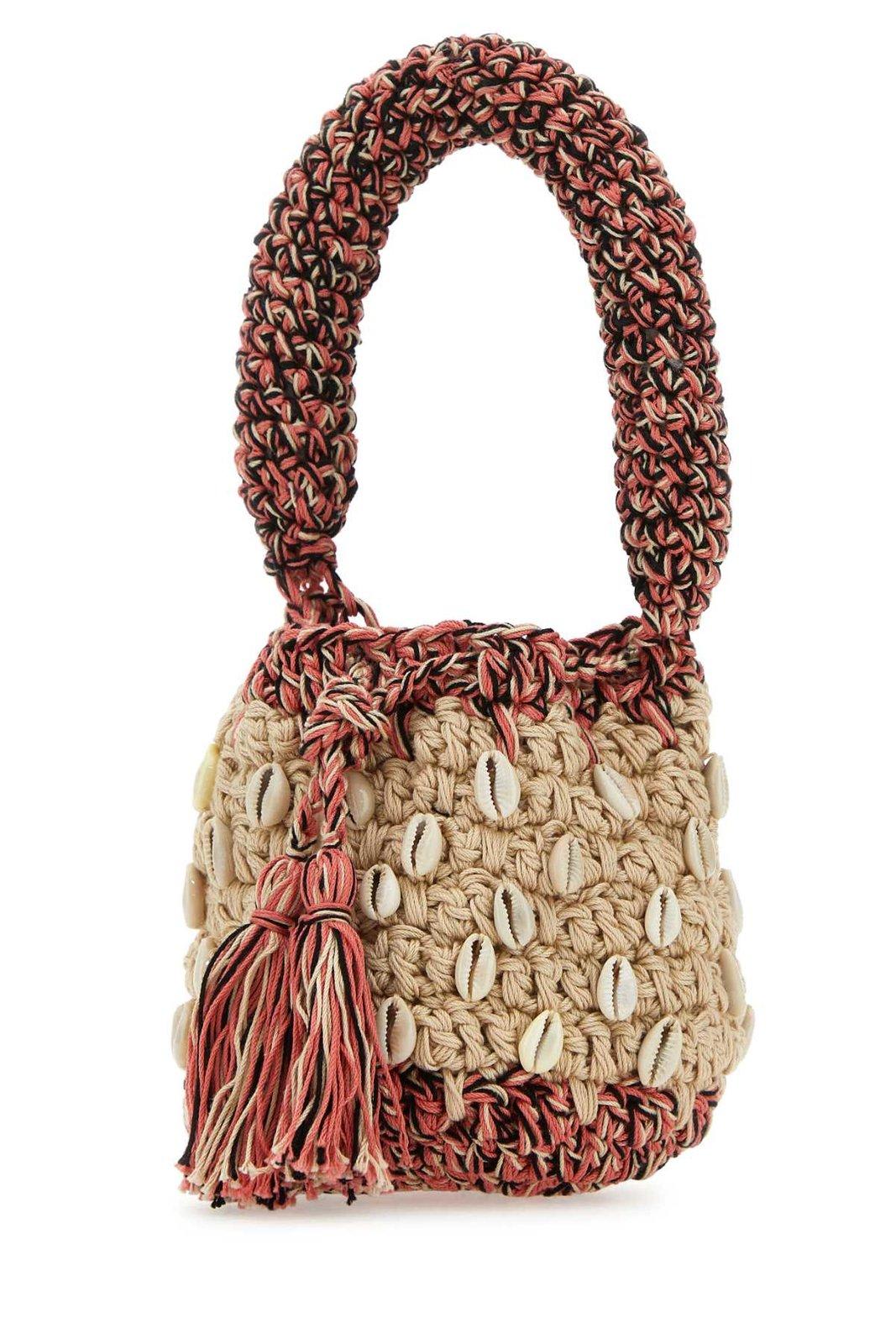 Shop Alanui Crochet Mini Handbag In Beige