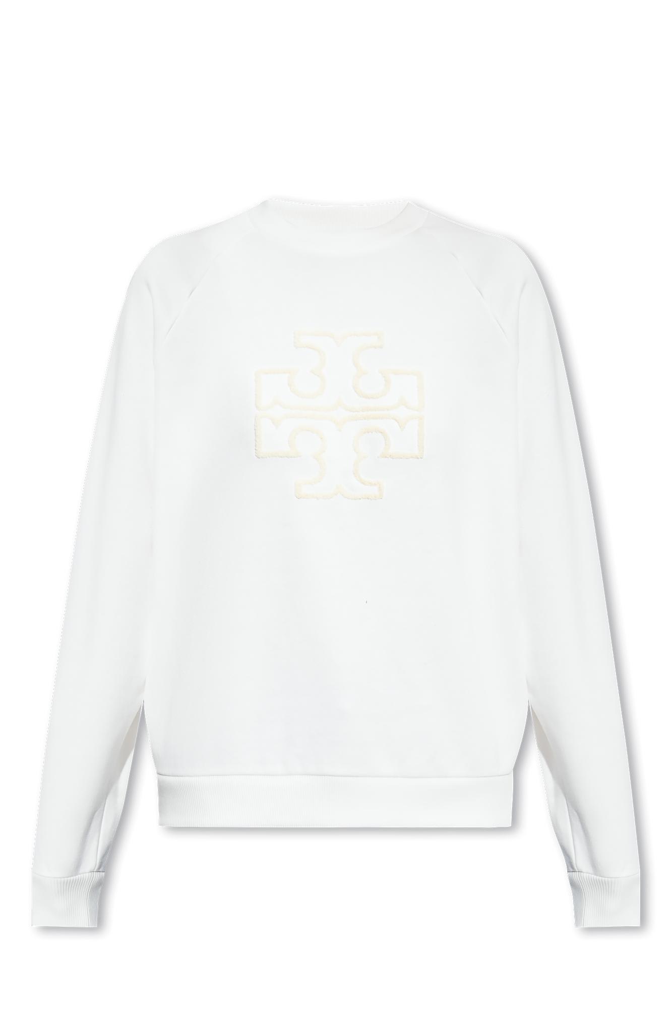 Shop Tory Burch Cotton Sweatshirt With Logo In White